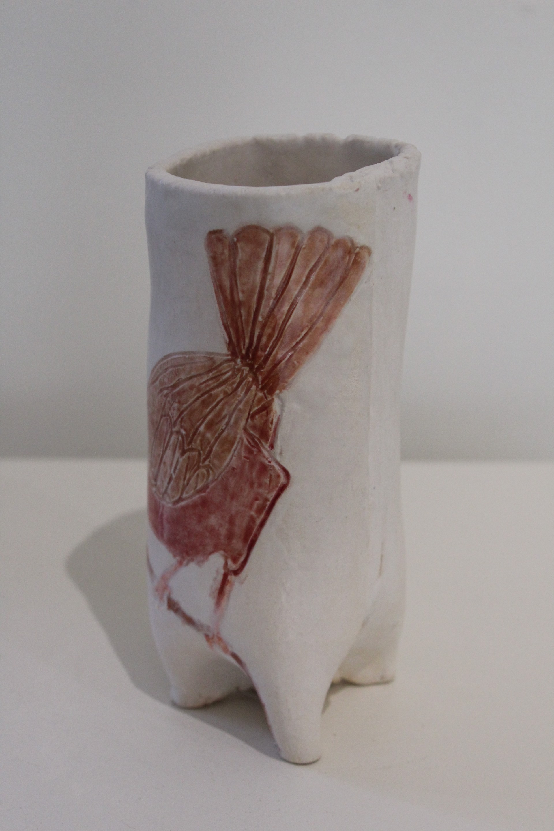 Red Bird Vase (NB483) by Nini Bodenheimer