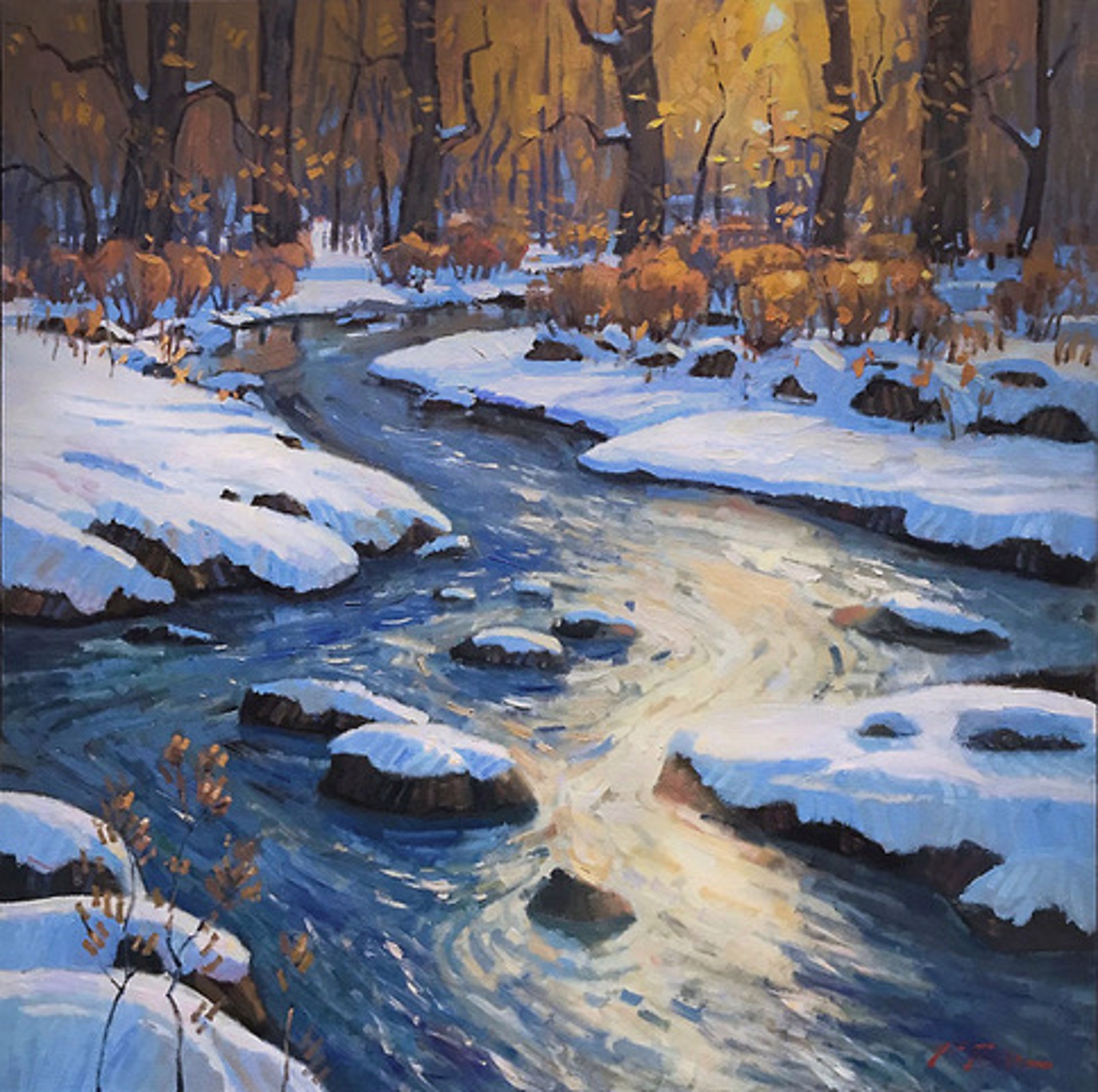 St. Vrain Creek at Sunset by Perry Brown