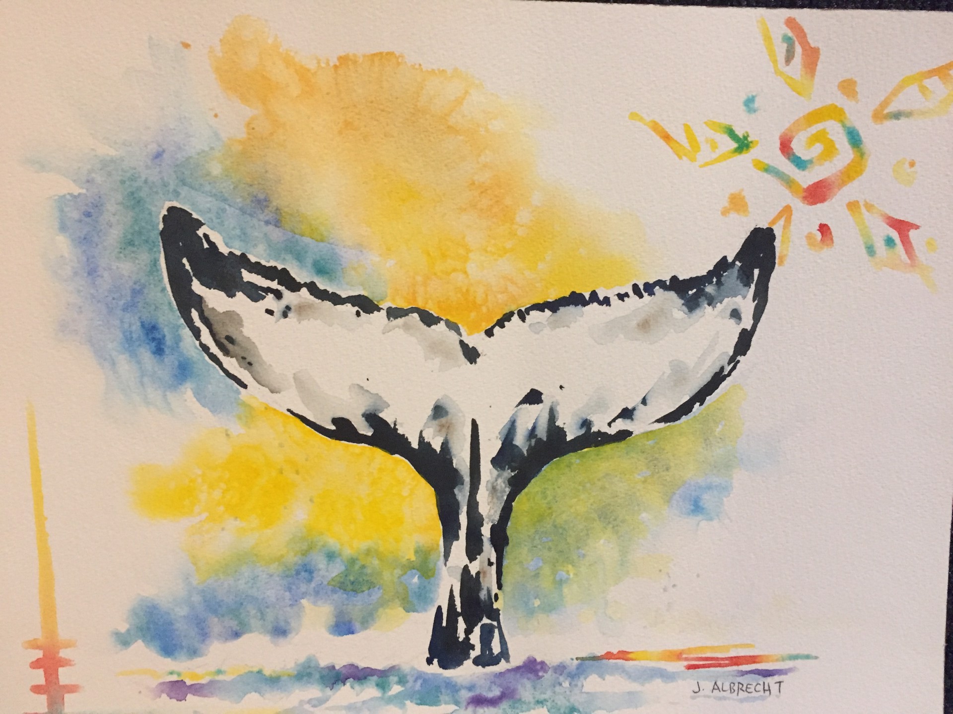 Watercolor Whale Original by Jeff Albrecht