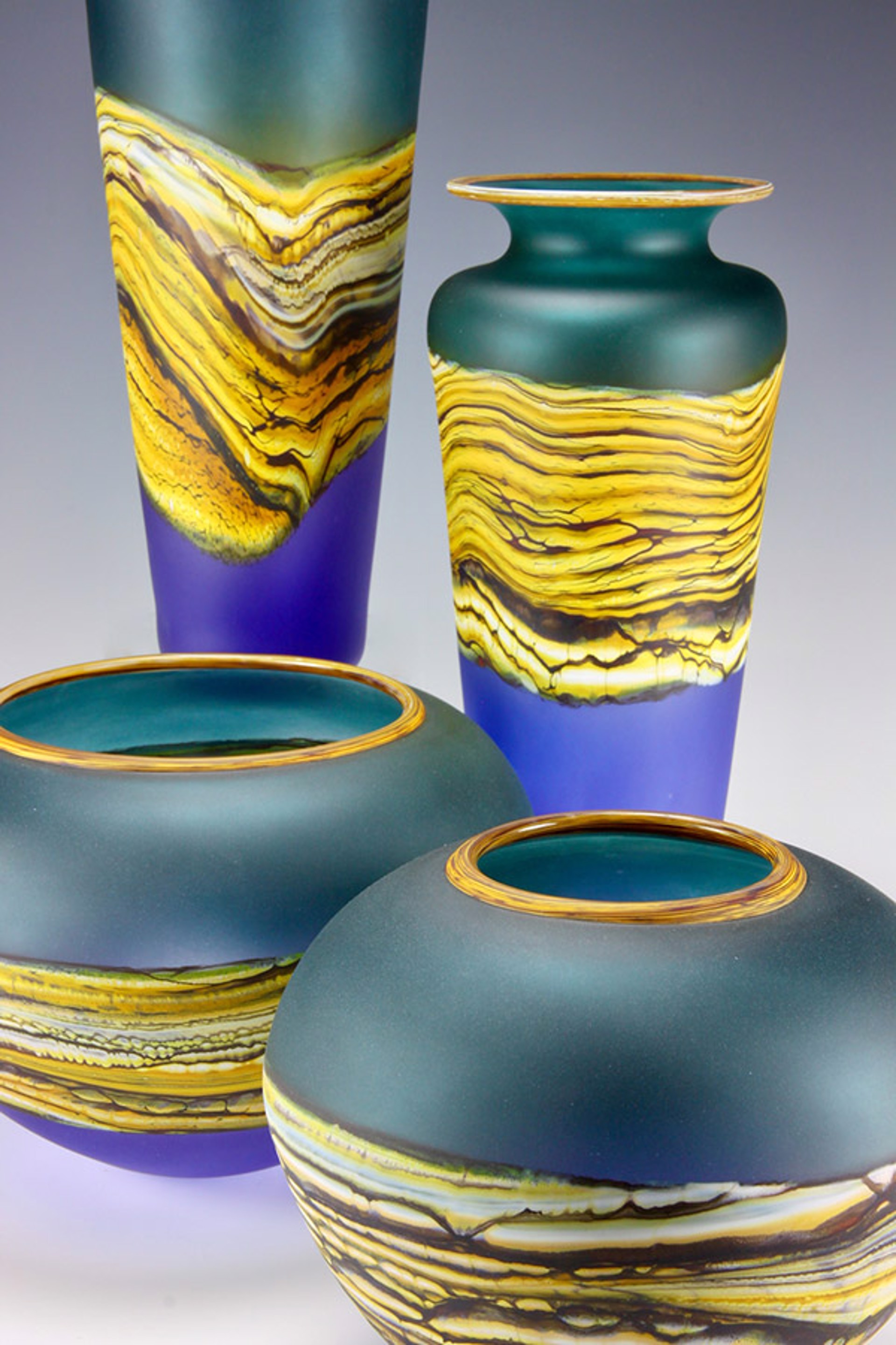 Sage and Cobalt Cone Vase in Satin Finish by Danielle Blade Stephen Gartner