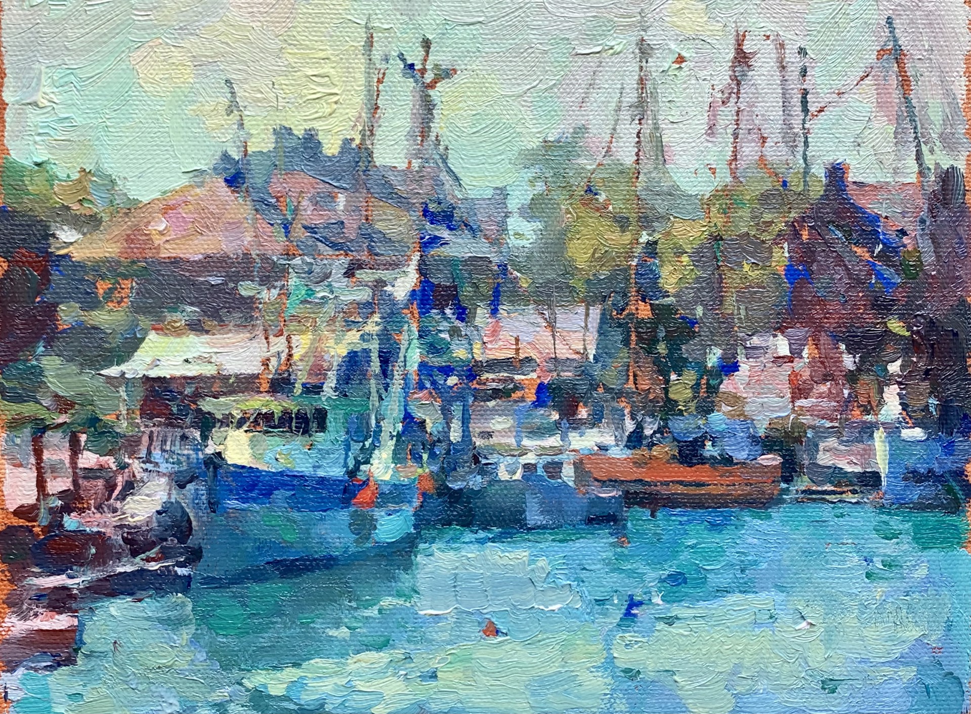 "Quaint Harbor" original oil painting by Kevin Macpherson
