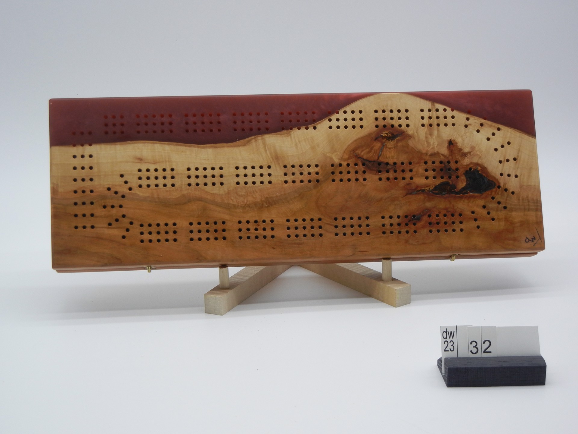 32 Cribbage Board (Three Person, with Pegs & Cards) by Dan Wieske