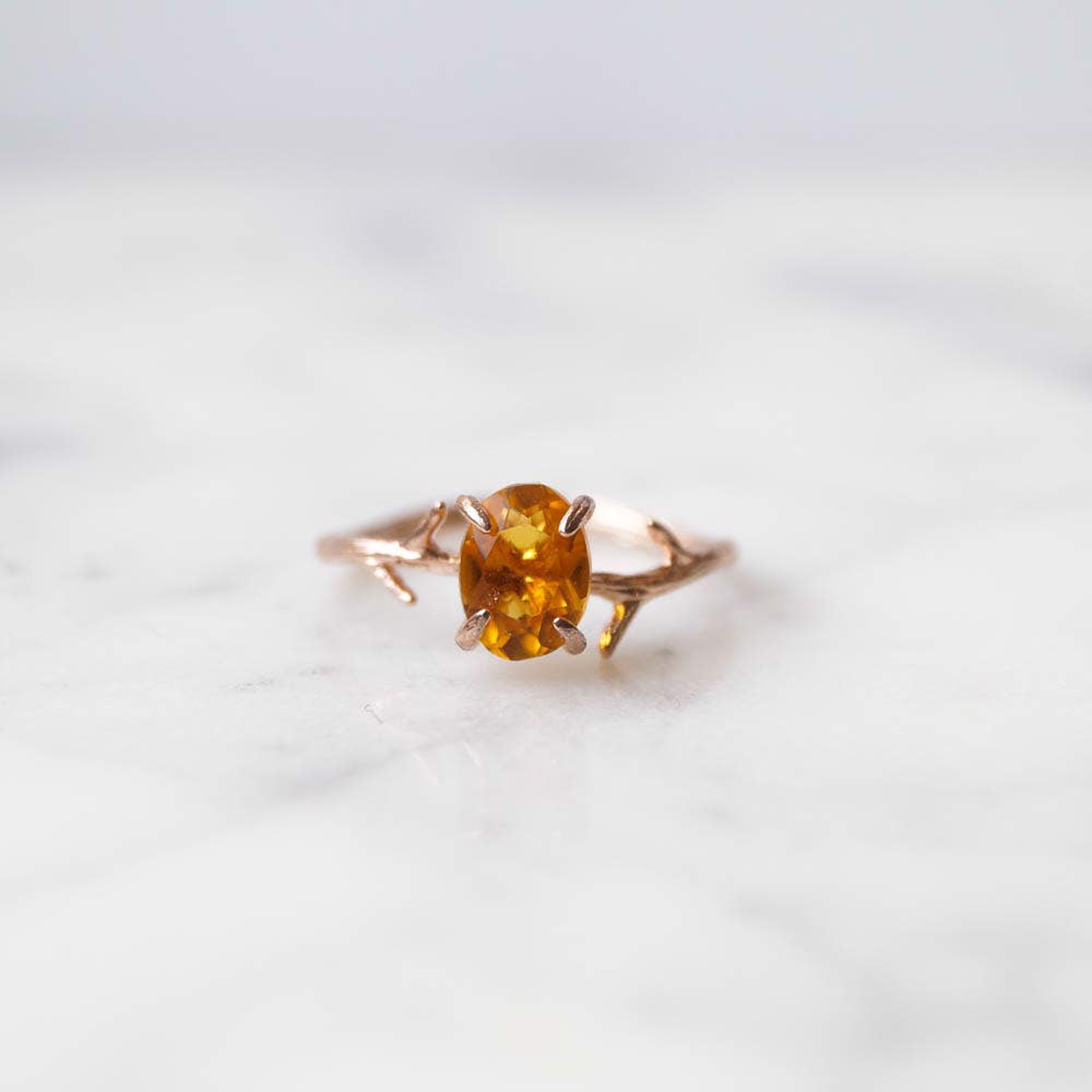 Rose Gold Citrine Ring (Size 7) by Wander + Lust Jewelry