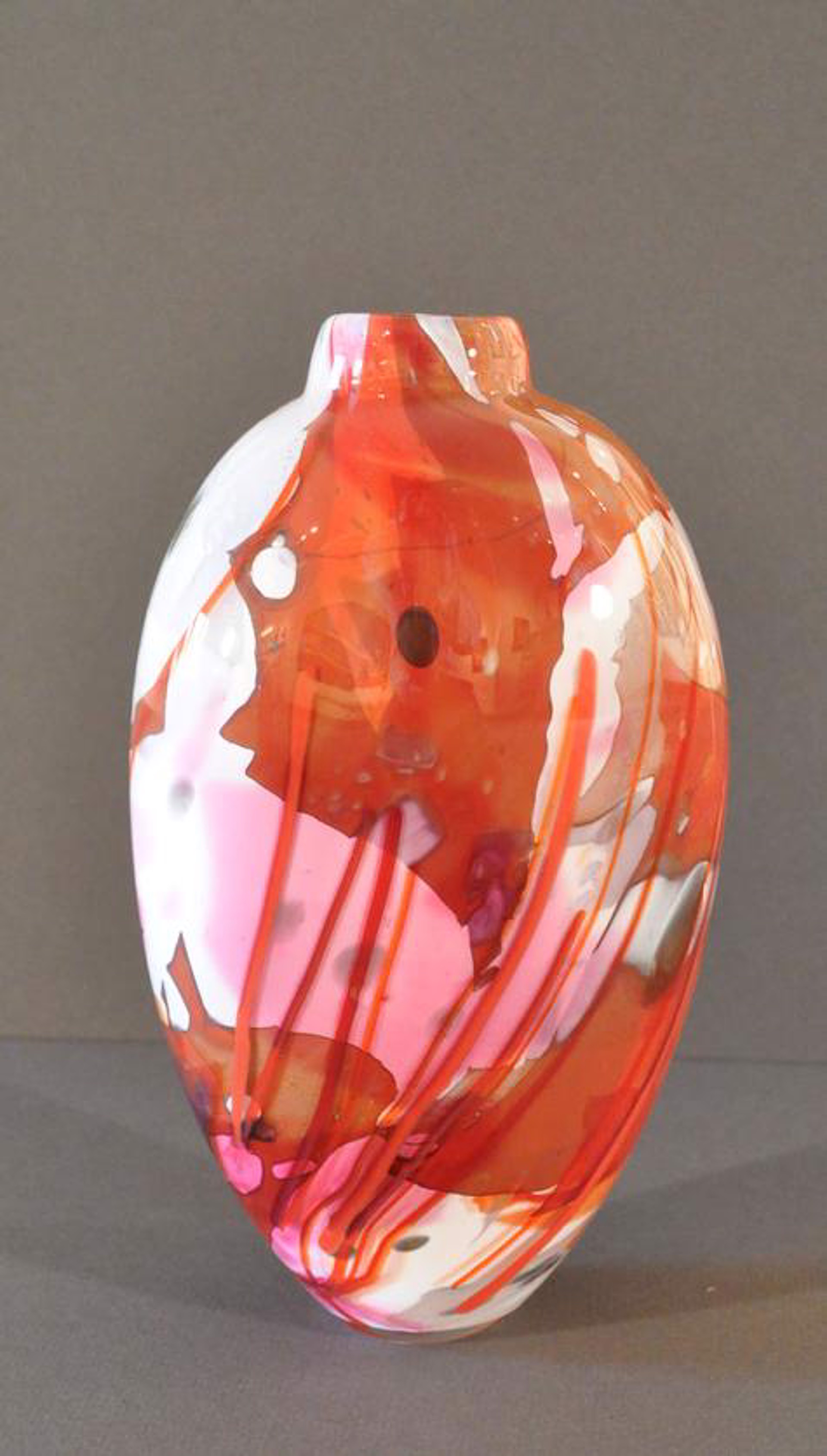 Shard Vase - Bottle Form Red with Pink by Susan Rankin