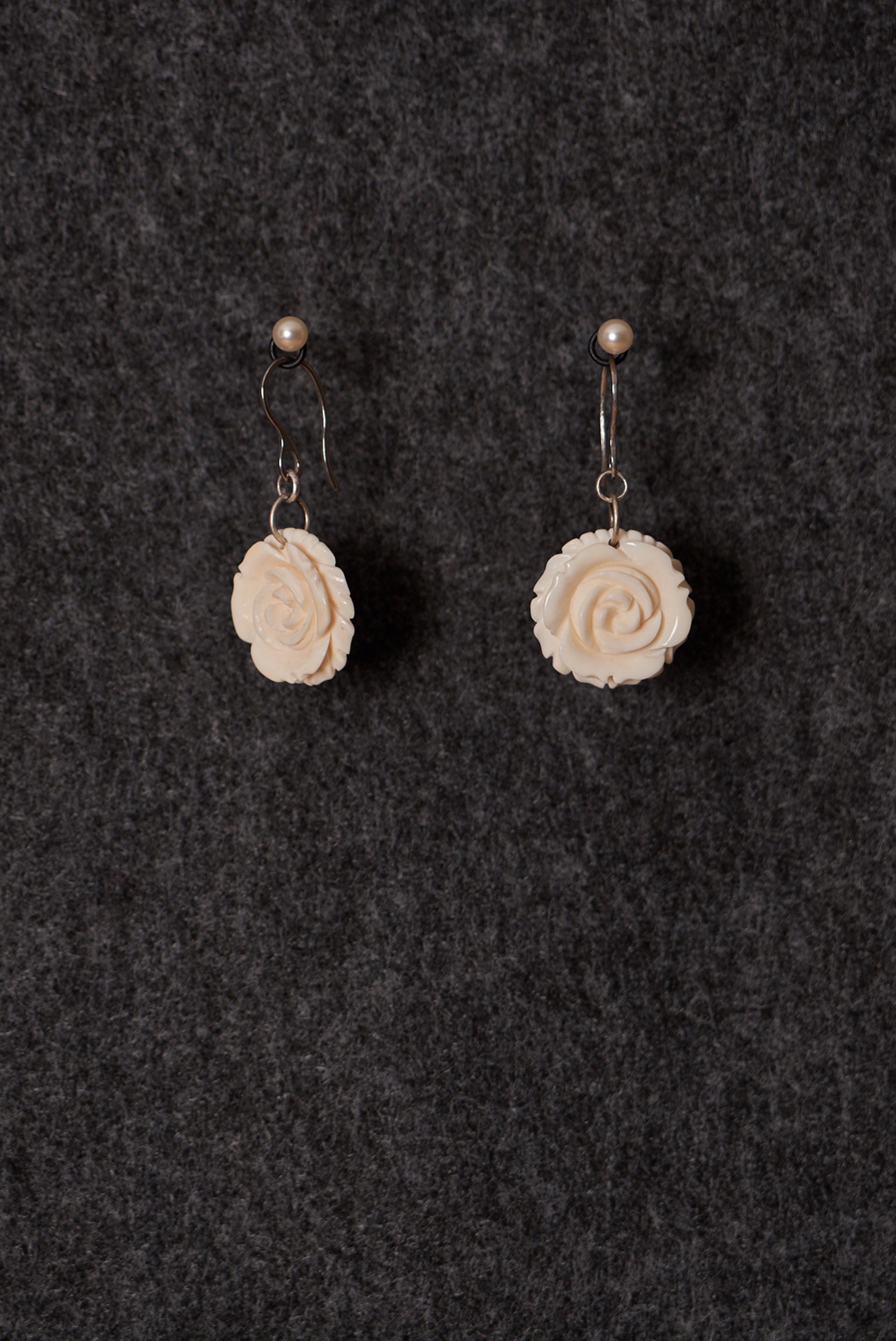 Silver Petite Rosebone Earrings by Cameron Johnson