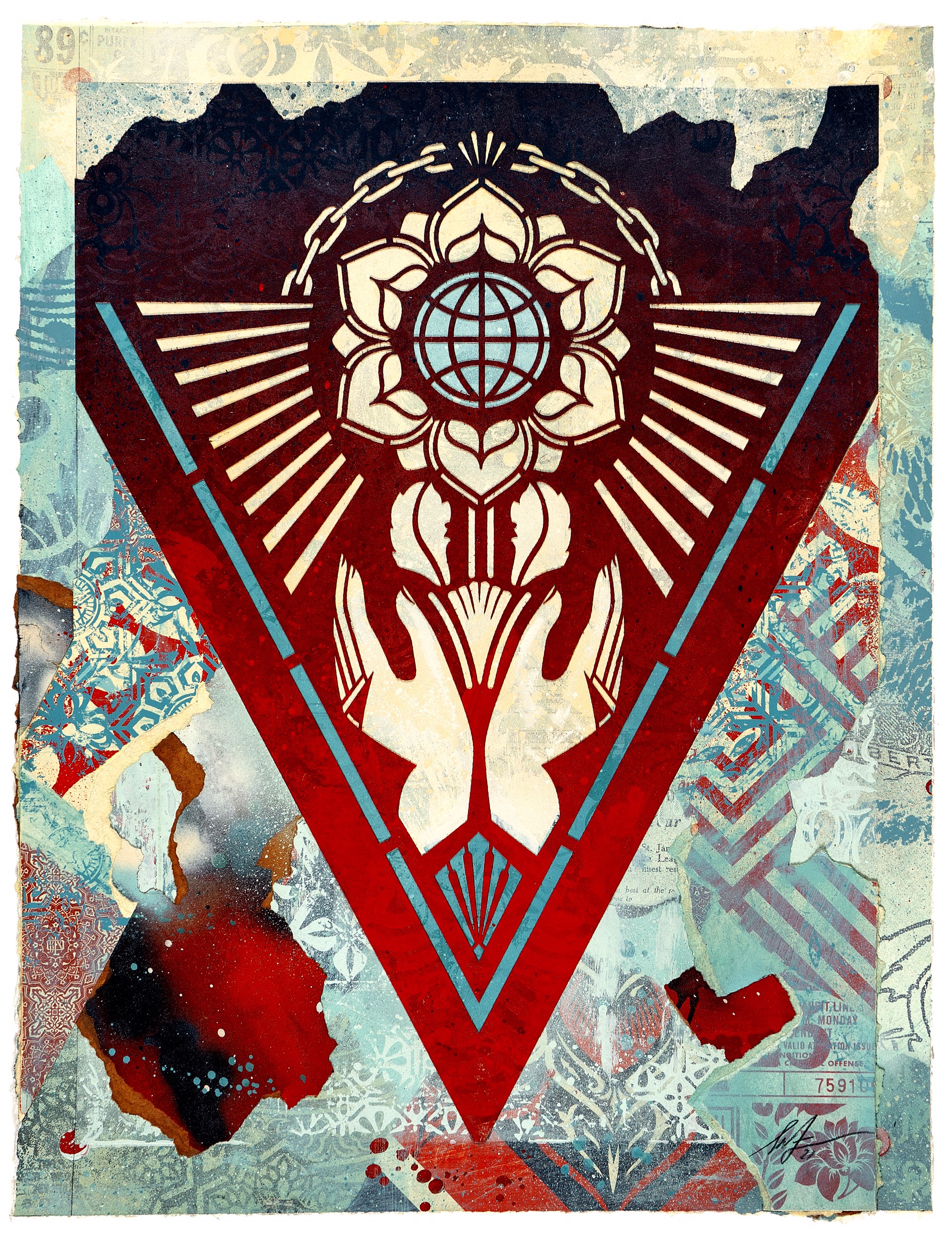 Respect and Justice Study (Red/Blue Fade) by Shepard Fairey /Originals