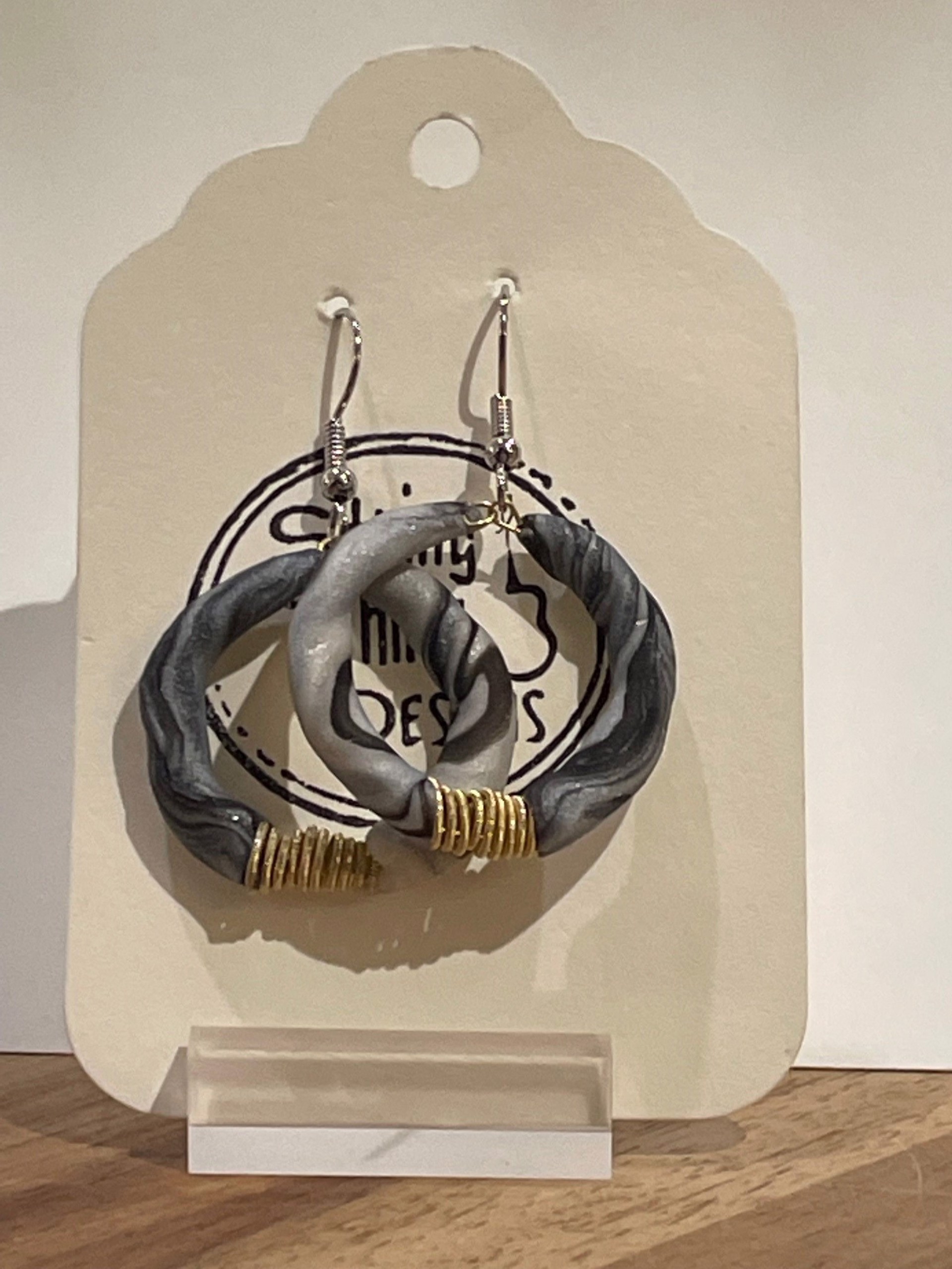 Black and White Guitar String Earrings by String Thing Designs