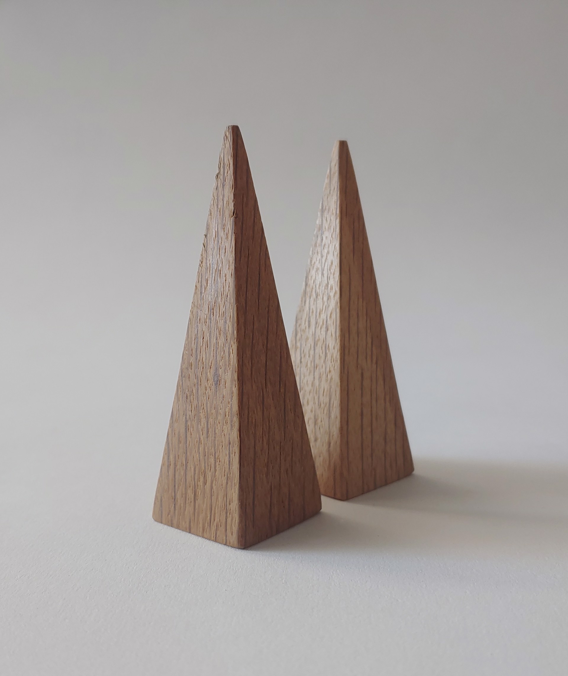Tall Pyramids (x2) - Wood Sculpture by David Amdur