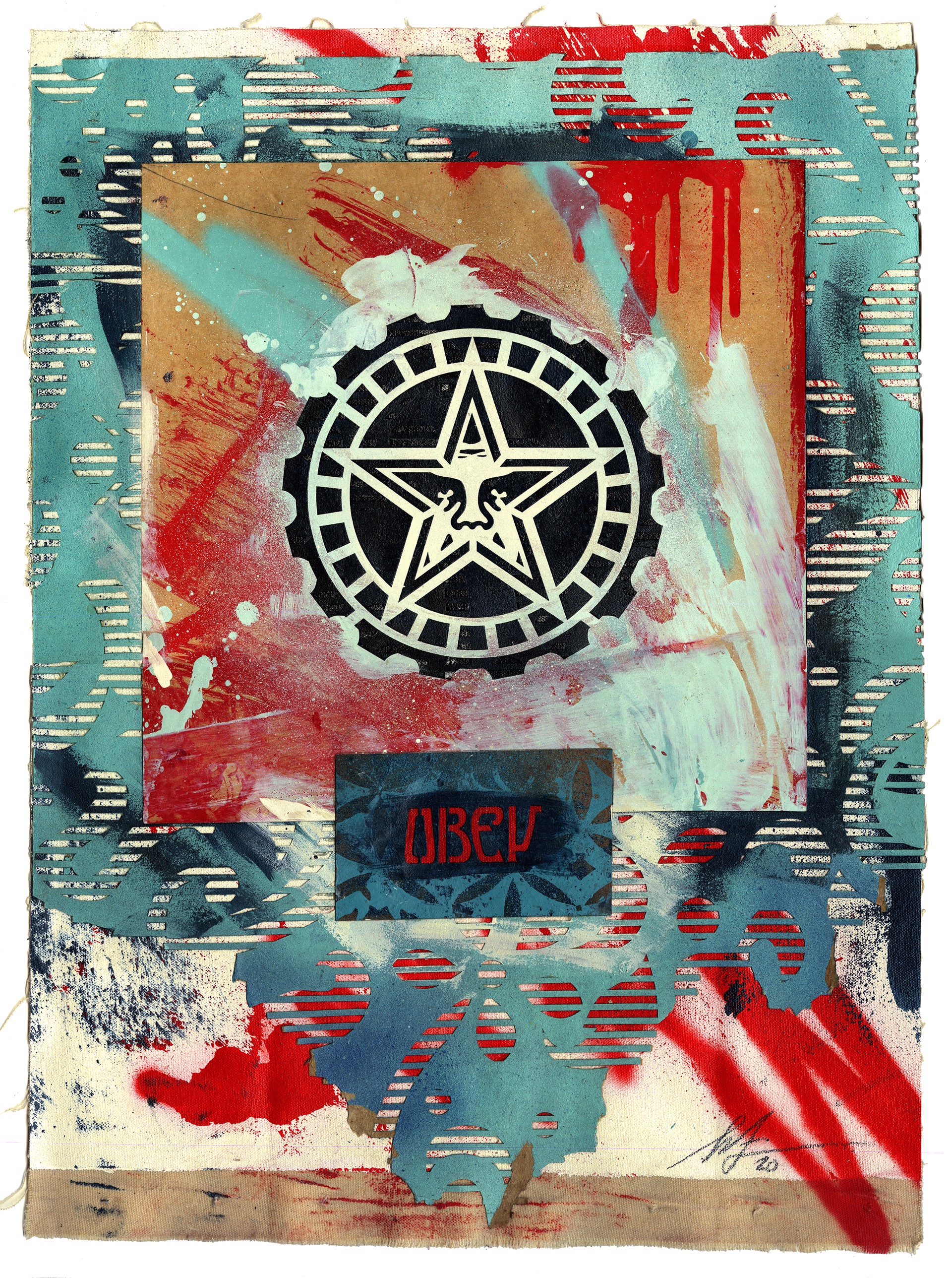 Star Gear with OBEY (Scribble/Red/Blue) by Shepard Fairey /Originals