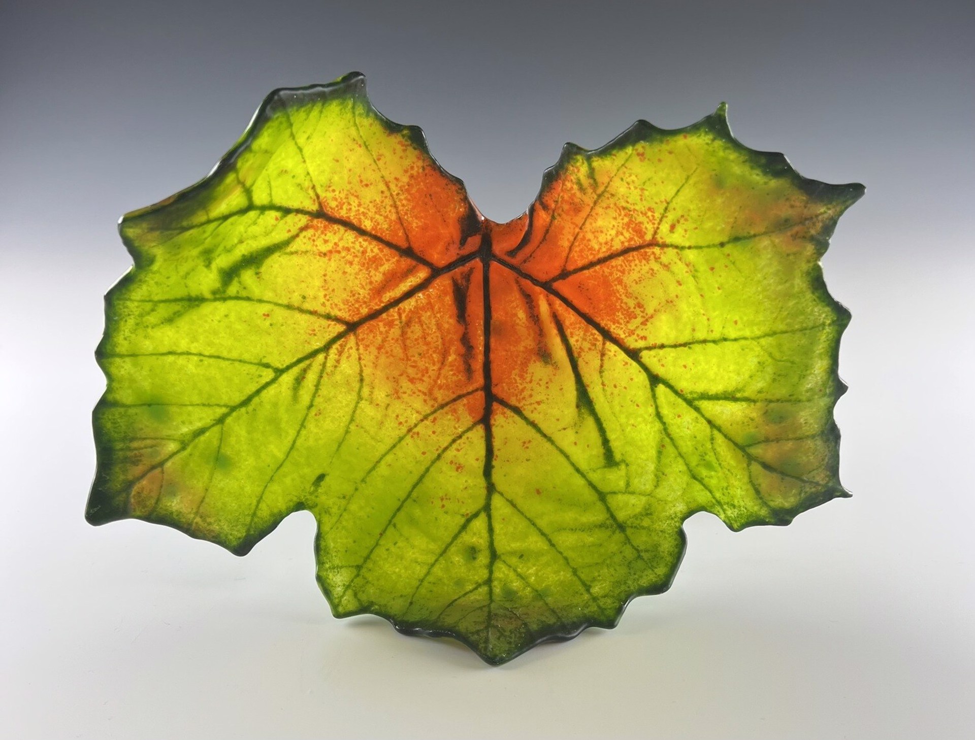 Sycamore Leaf - Green, Yellow, Tangerine by Deb Williams