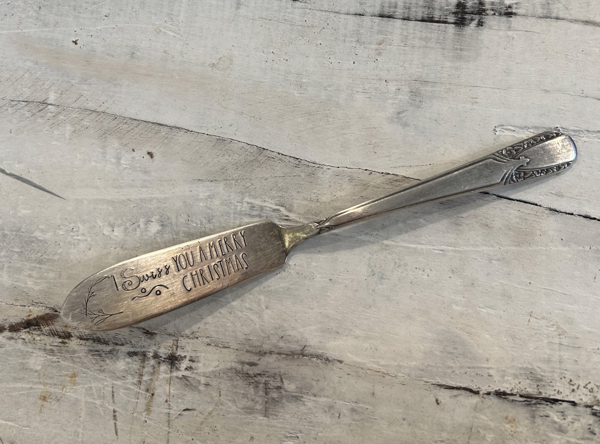 Holiday Vintage Cheese Knife | I Swiss You a Merry Christmas by Sassy Barn