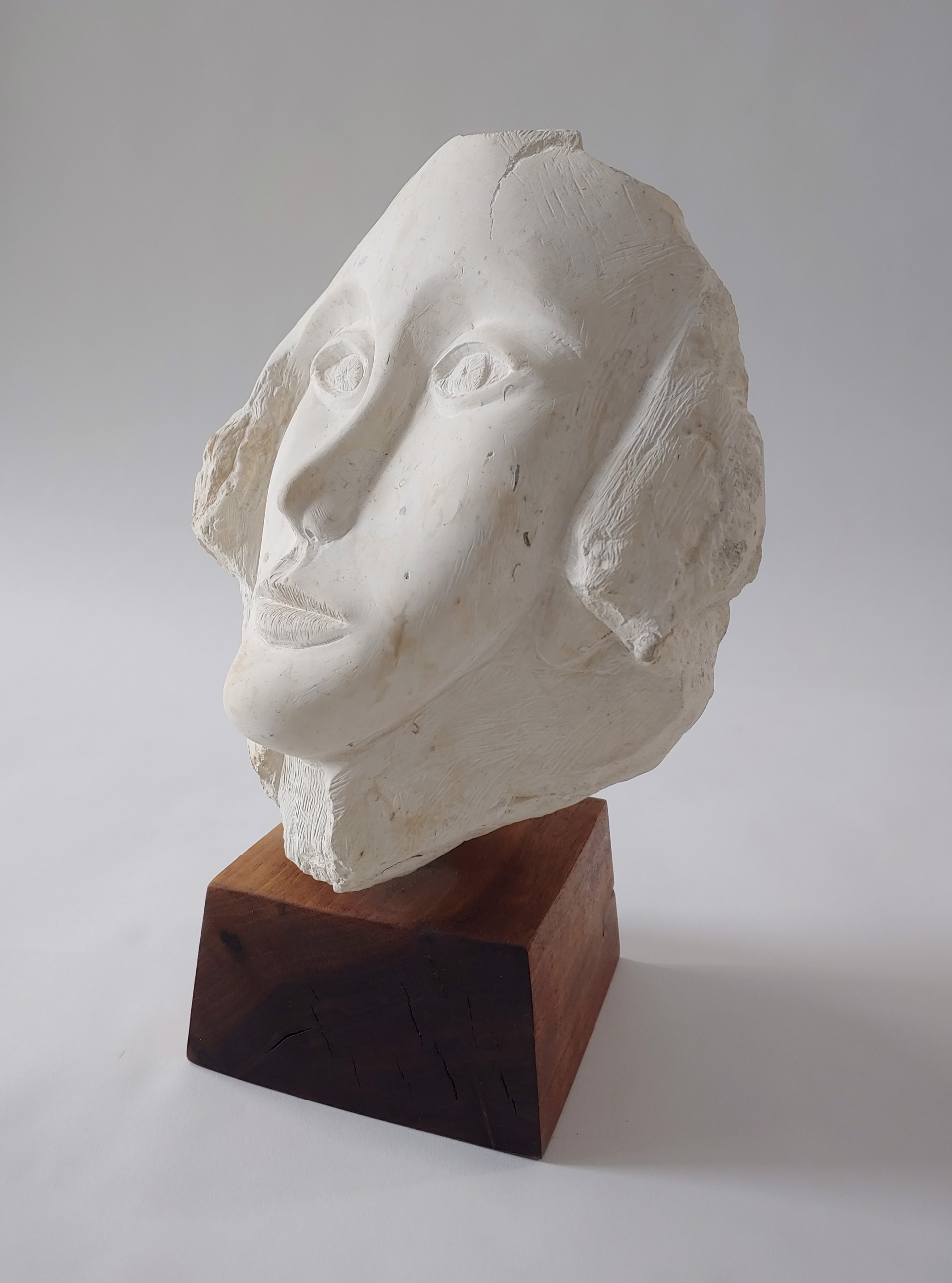 Stone Woman's Face w/ Stand #2 - Stone Sculpture by David Amdur