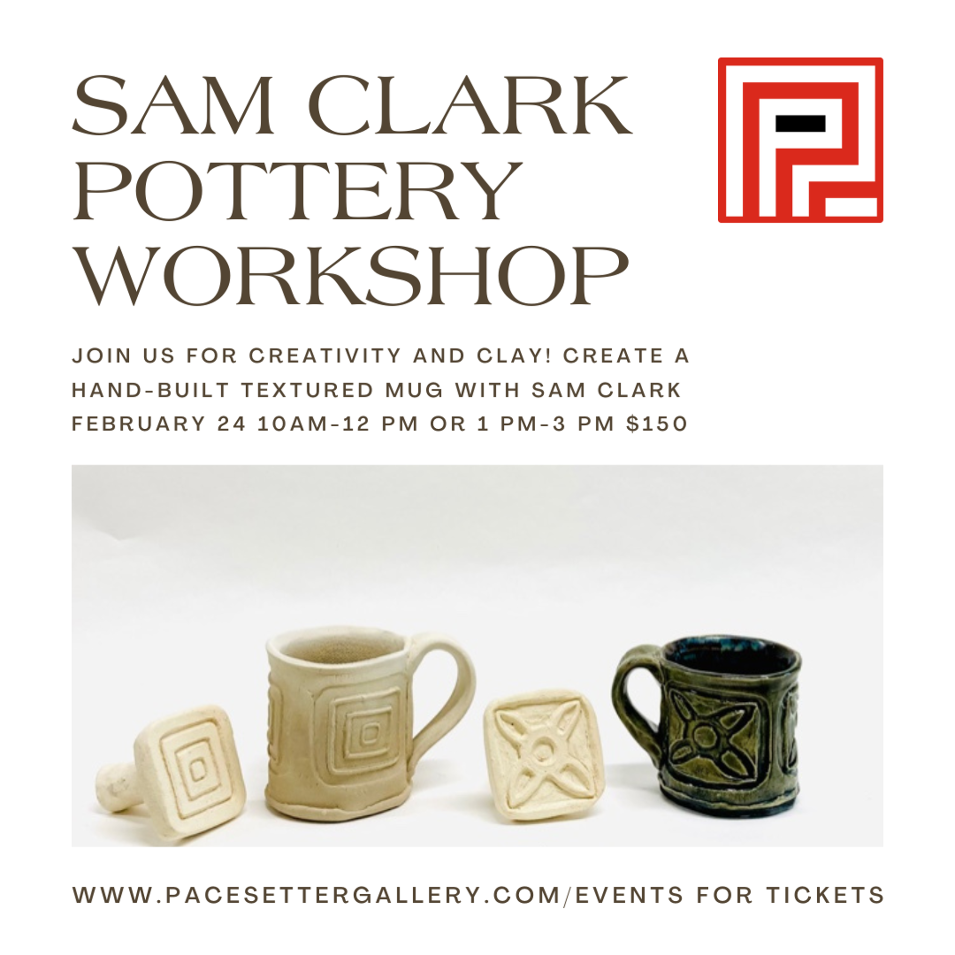 Sam Clark Textured Mug Pottery Workshop 10 AM-12 PM by Art Lessons