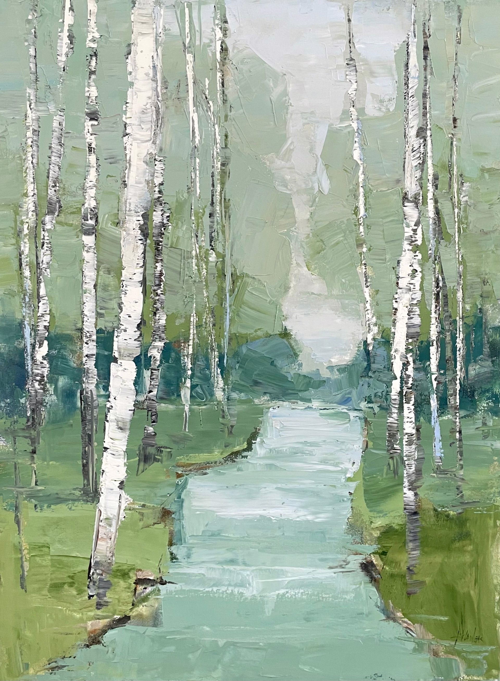 Birch And Green {SOLD} by Barbara Flowers