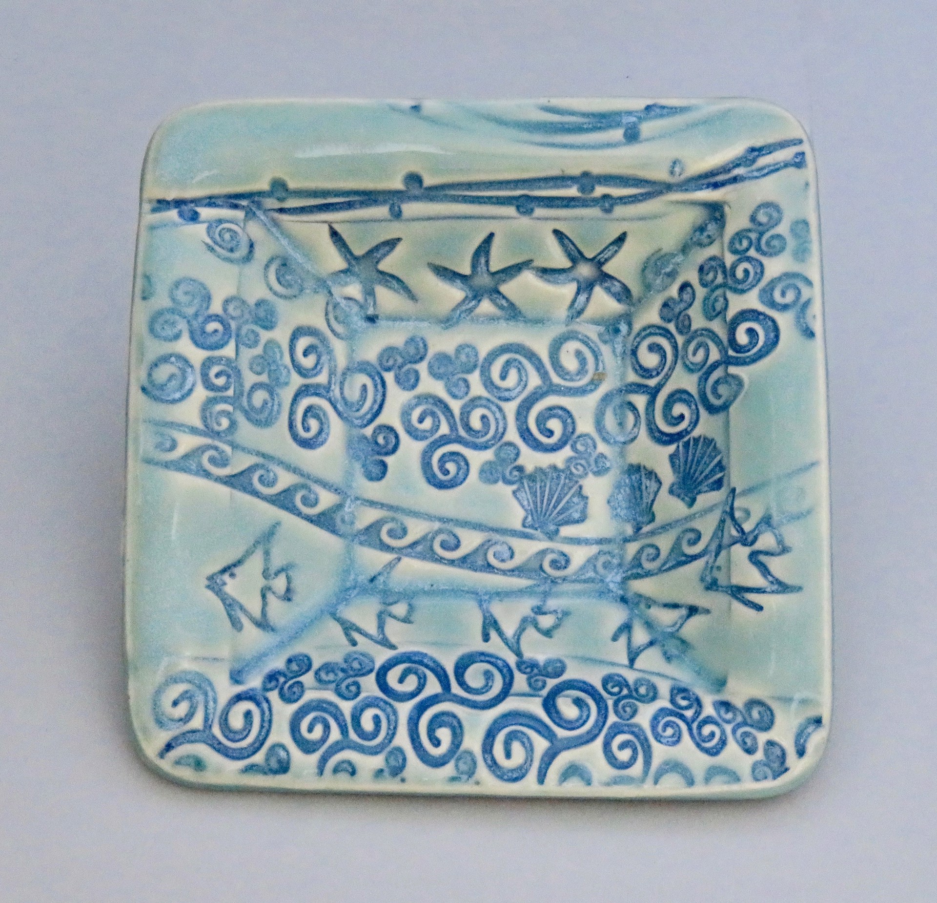 Square Plate - Light Turquoise; MB #3 by Marty Biernbaum