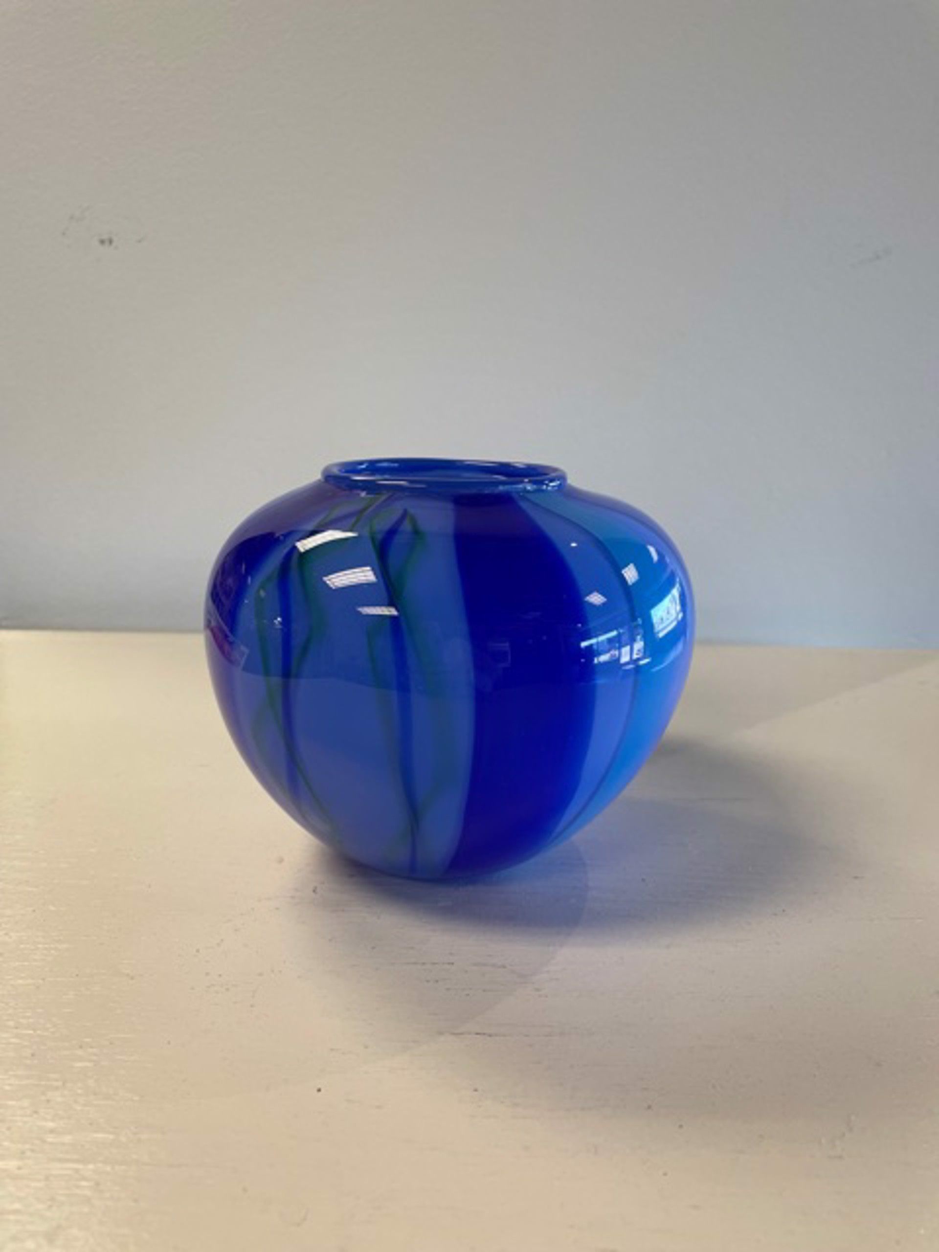 Blue Canes Bowl by AlBo Glass