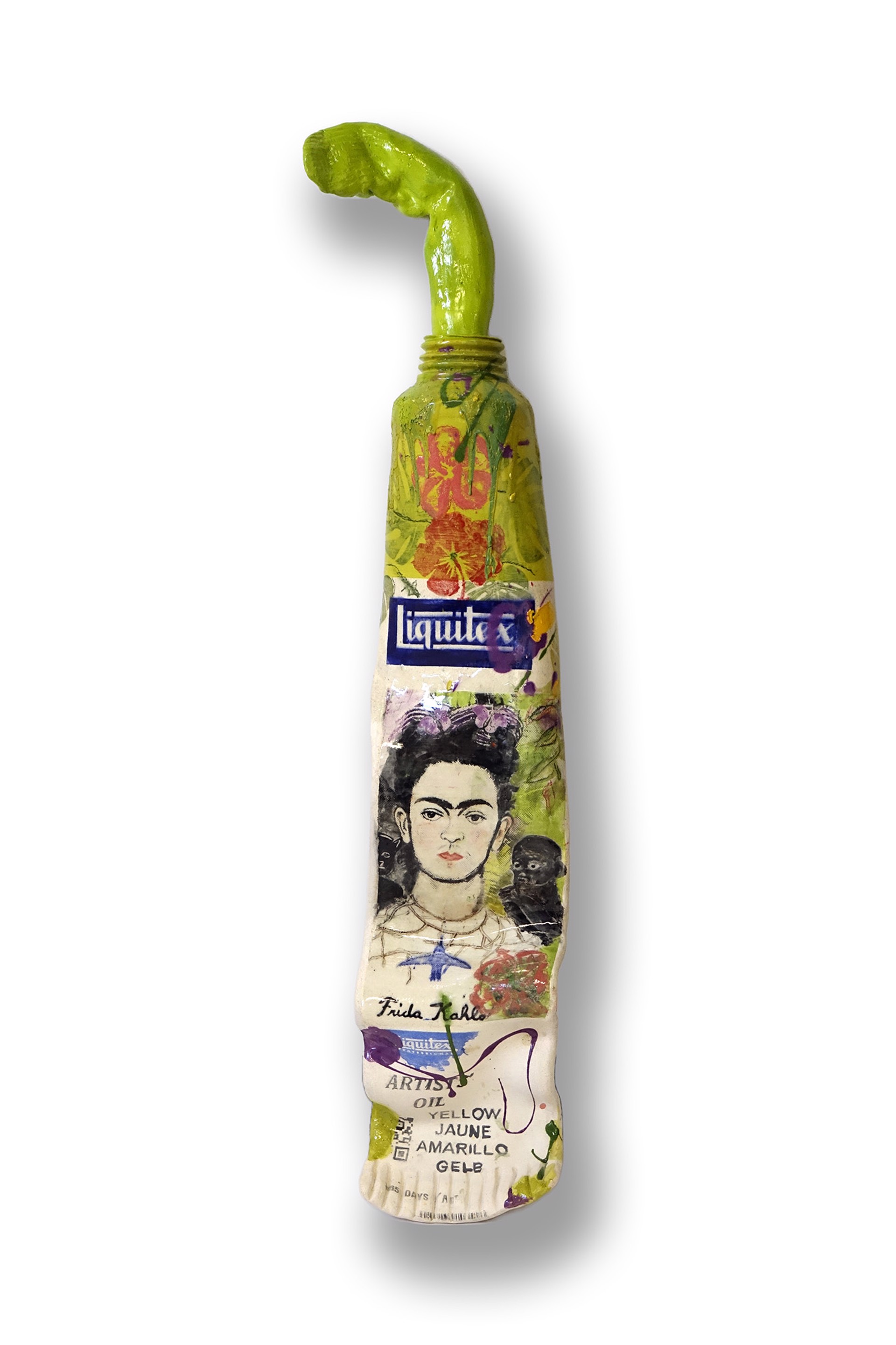 Green Frida Kahlo Paint Tube with Squirt by Ray Gross