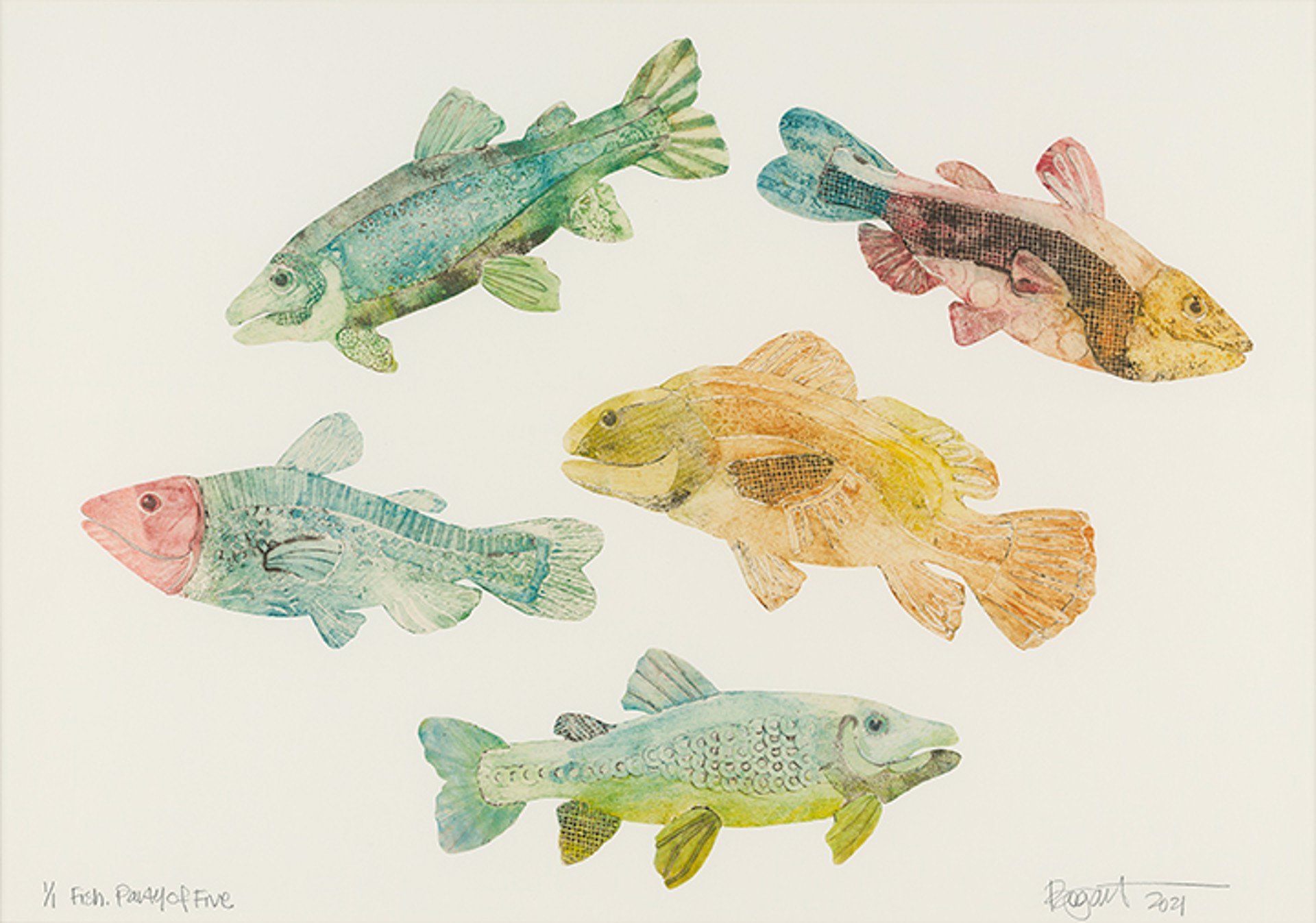 Fish Party of Five by Brenda Bogart - Prints