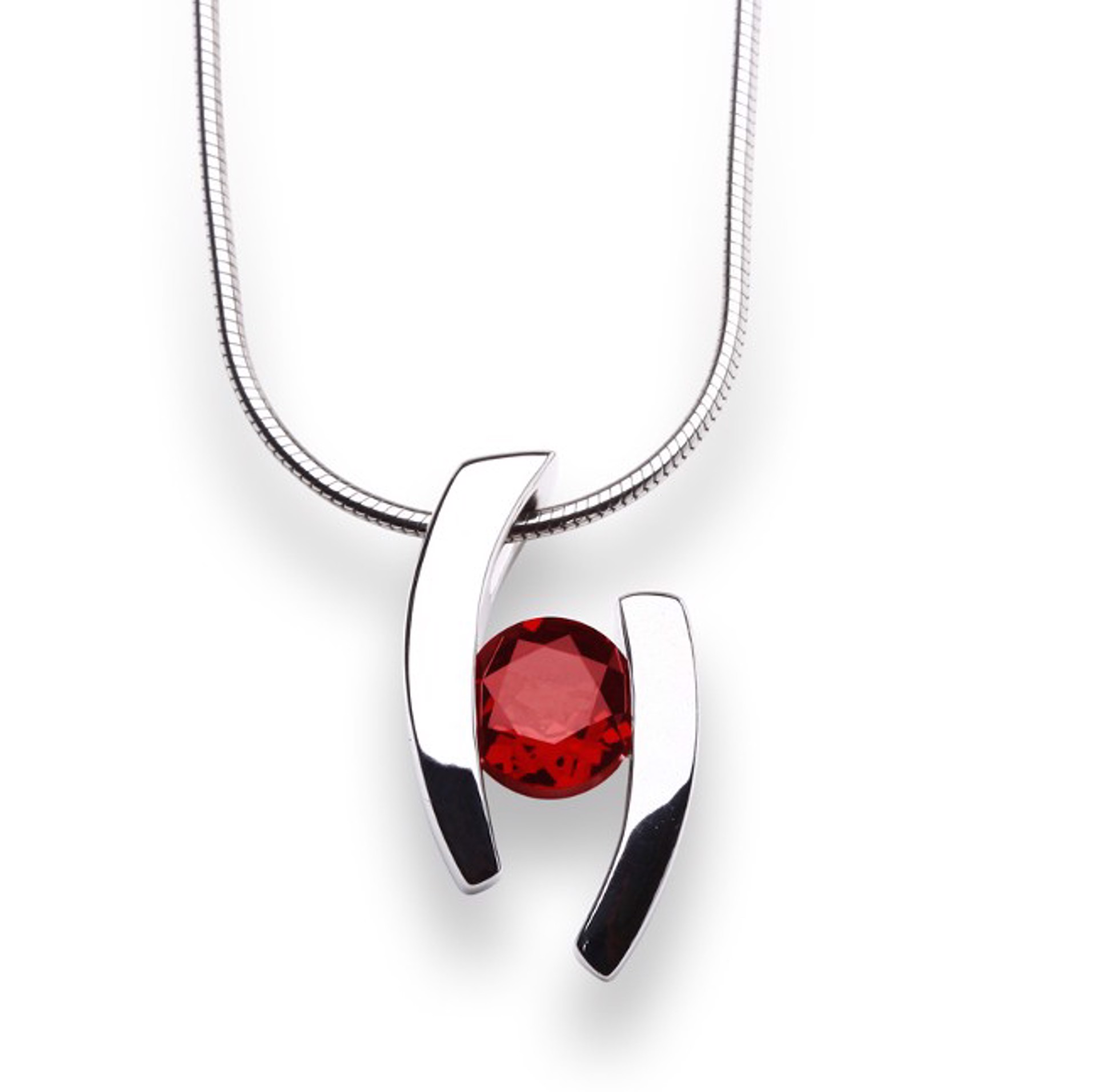 Pendant-Floating Garnet and Sterling Silver by Joryel Vera