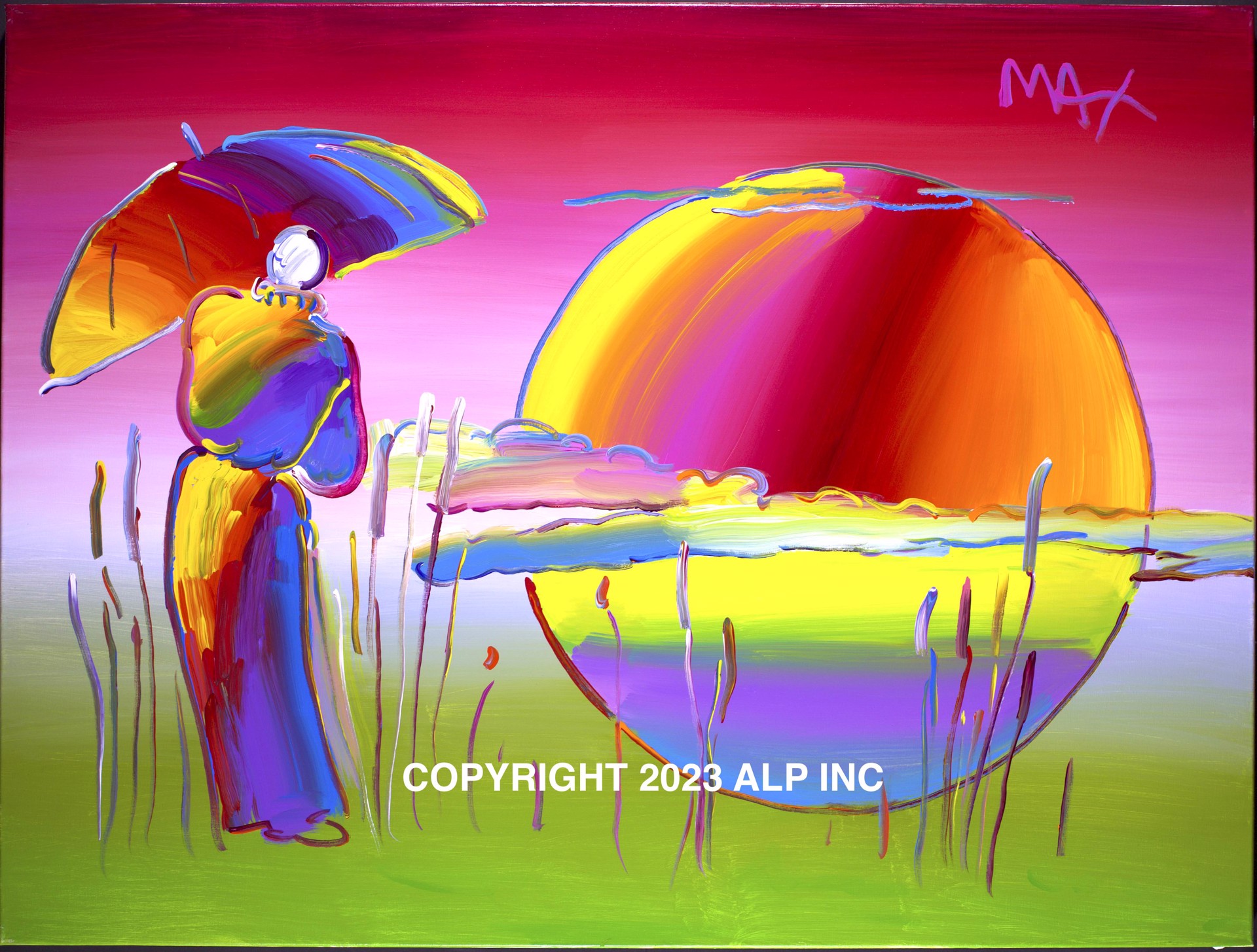 Rainbow Umbrella Man by Peter Max