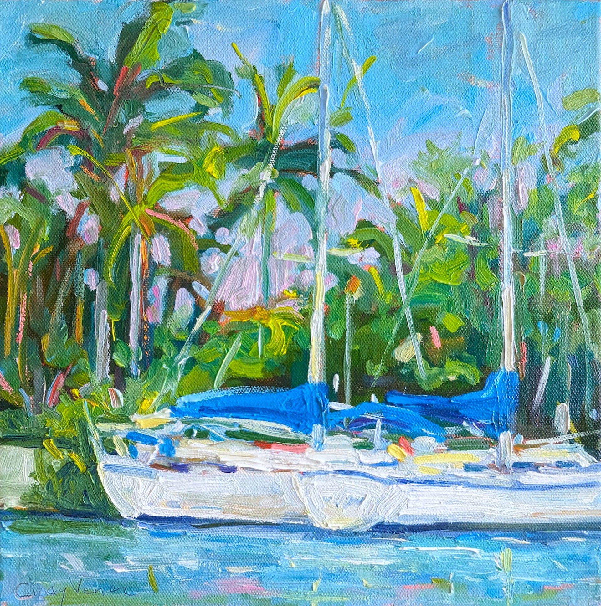 Moored on the Bay by Cindy Vener