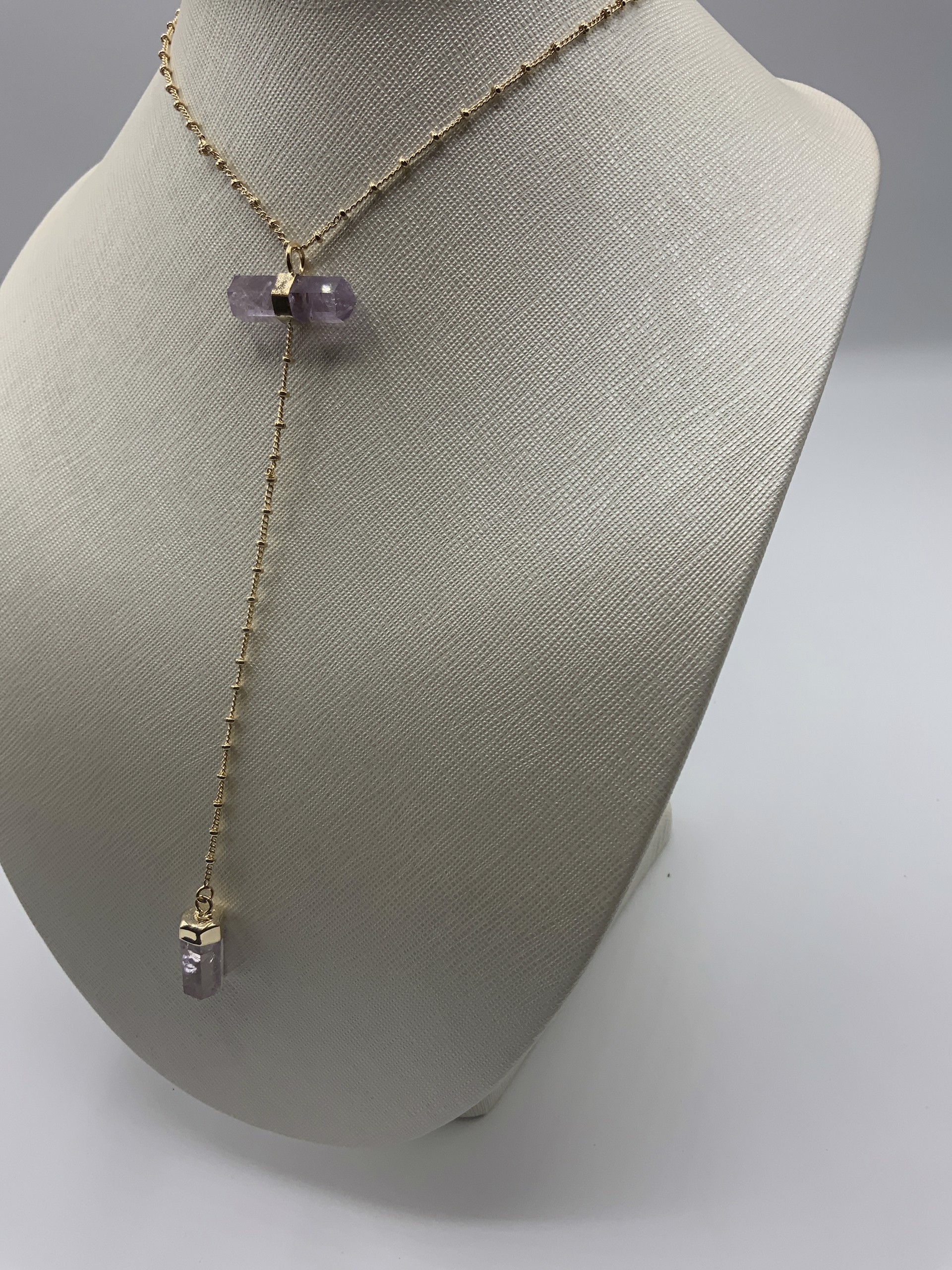 Double Stone Bar & Drop Point Amethyst-G by M&Co.