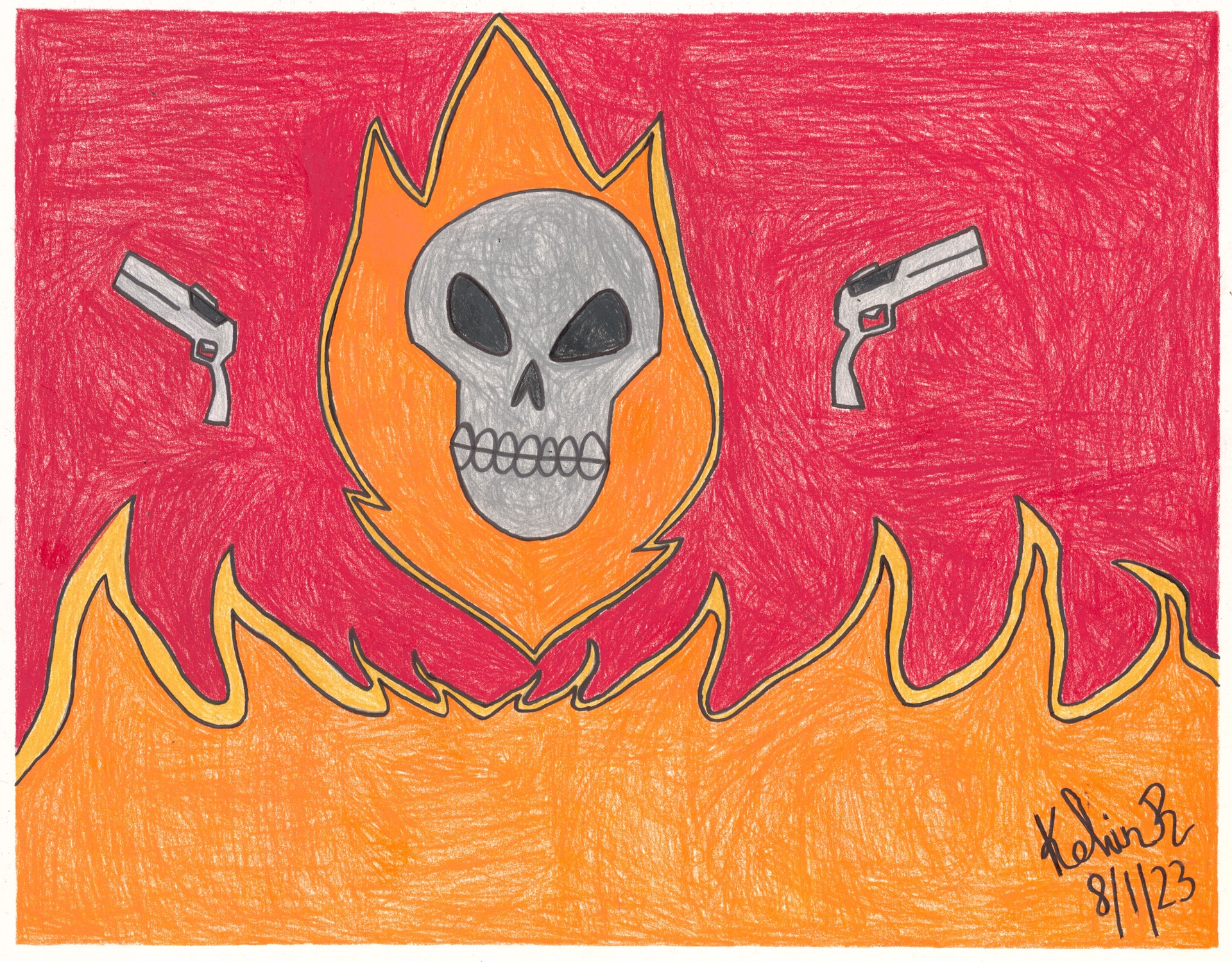 The Flaming Silver Skull by Kelvin Richardson