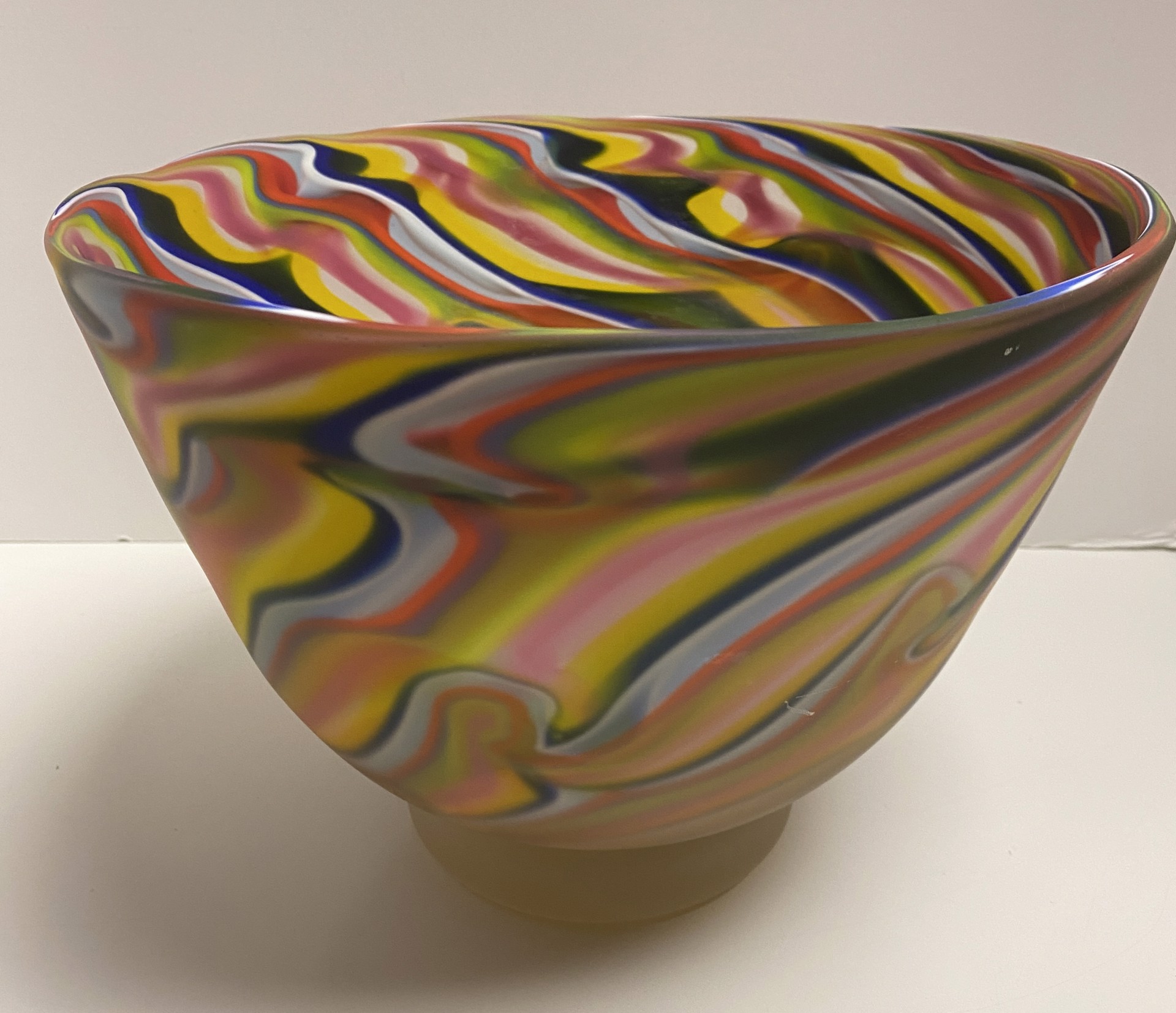 Smoke Multi-color Footed Bowl by Rene Culler