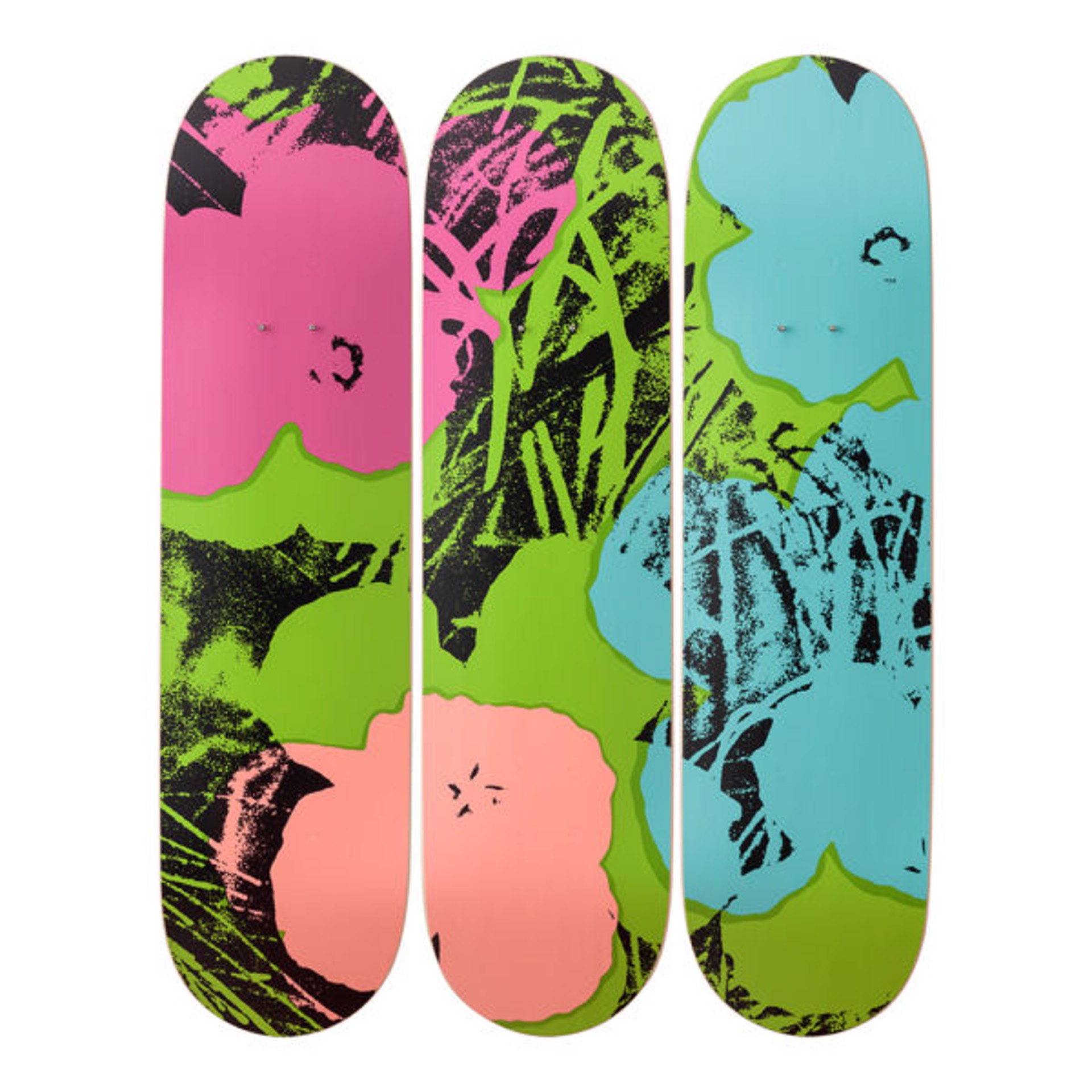 Flowers Skate Deck (Green/Pink) by Andy Warhol