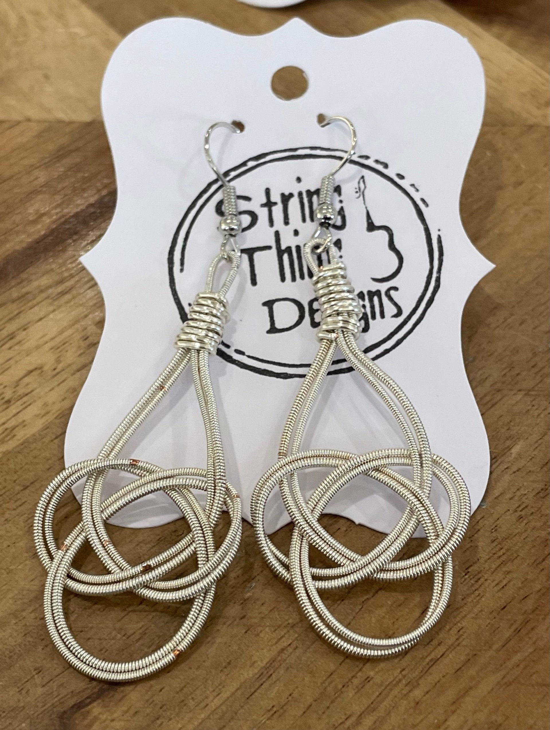 Light Knot Guiltar String Earrings by String Thing Designs