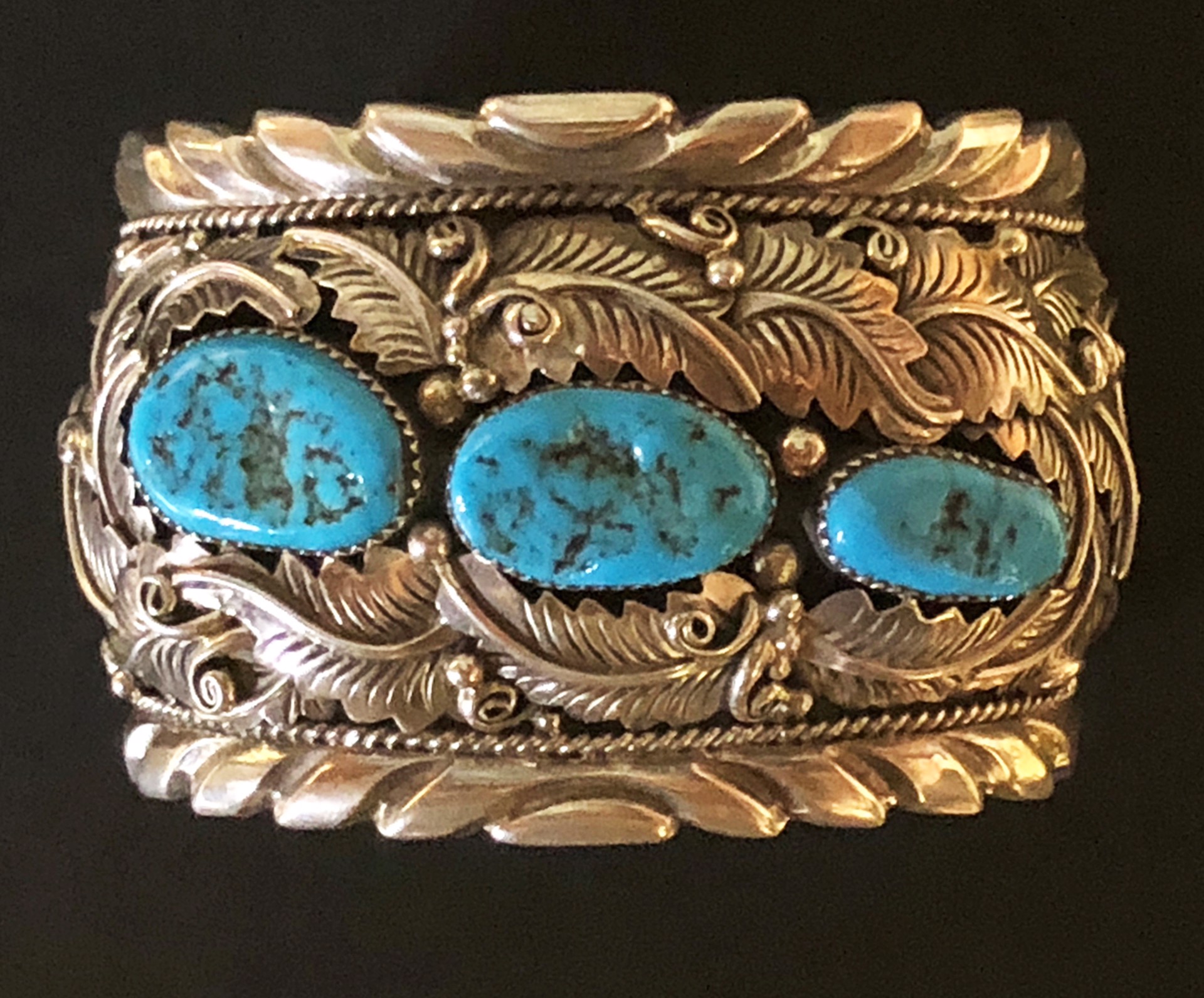 Navajo Sterling Silver and Kingman Turquoise Cuff