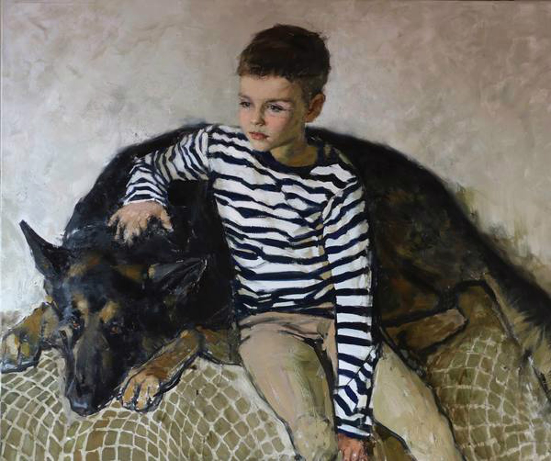 Boy and Shepherd by Olga Grigoryeva