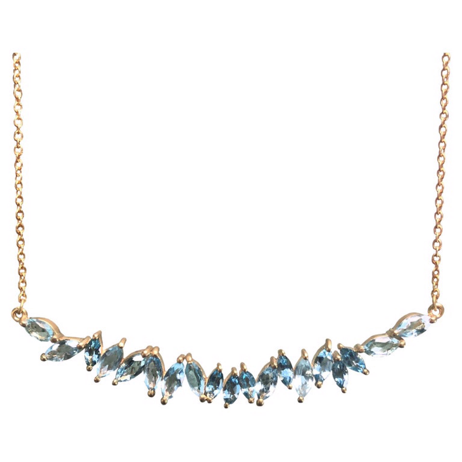 Aquamarine Marquis Curved Bar Necklace by Lauren Harper