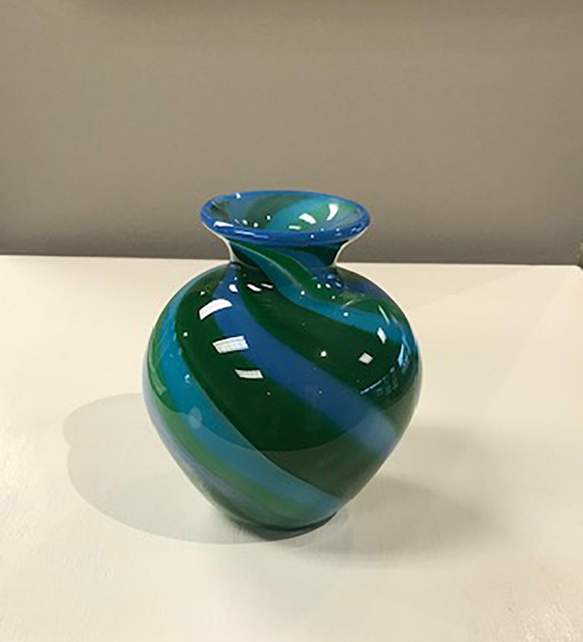 Blue & Green Canes Vase by AlBo Glass