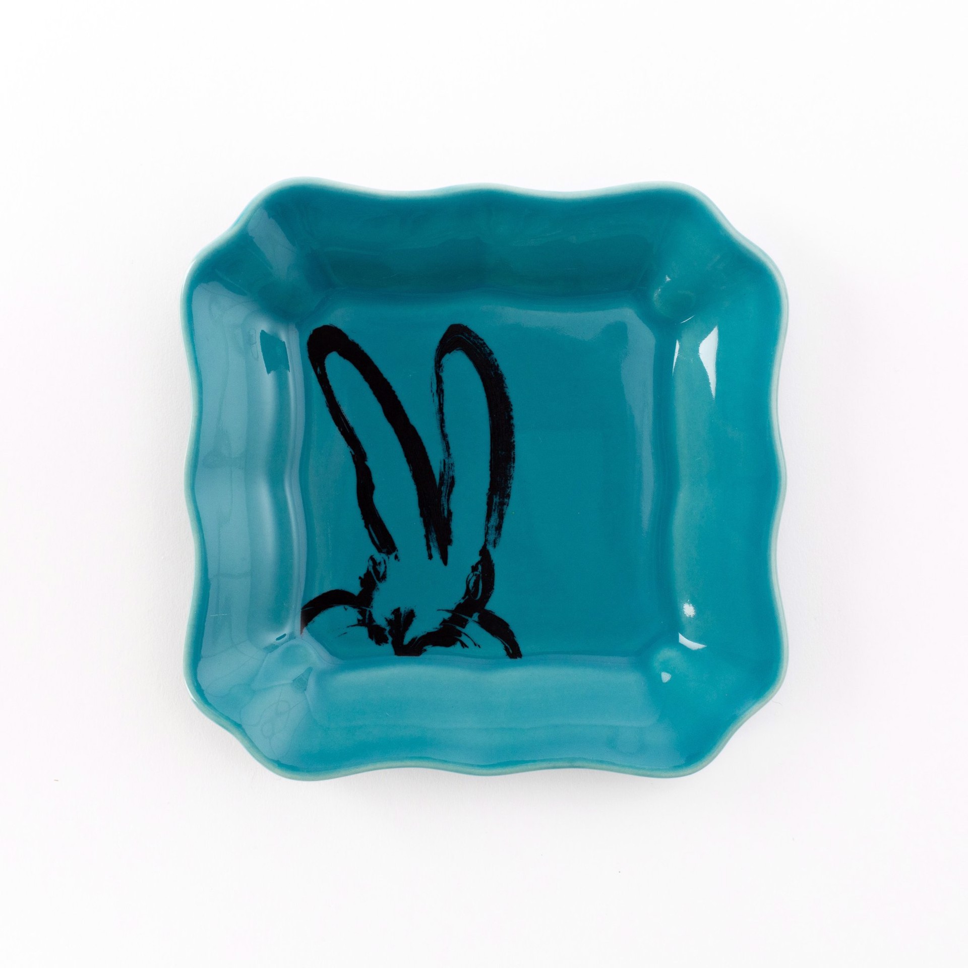 Bunny Portrait Plate - Teal by Hunt Slonem (Hop Up Shop)