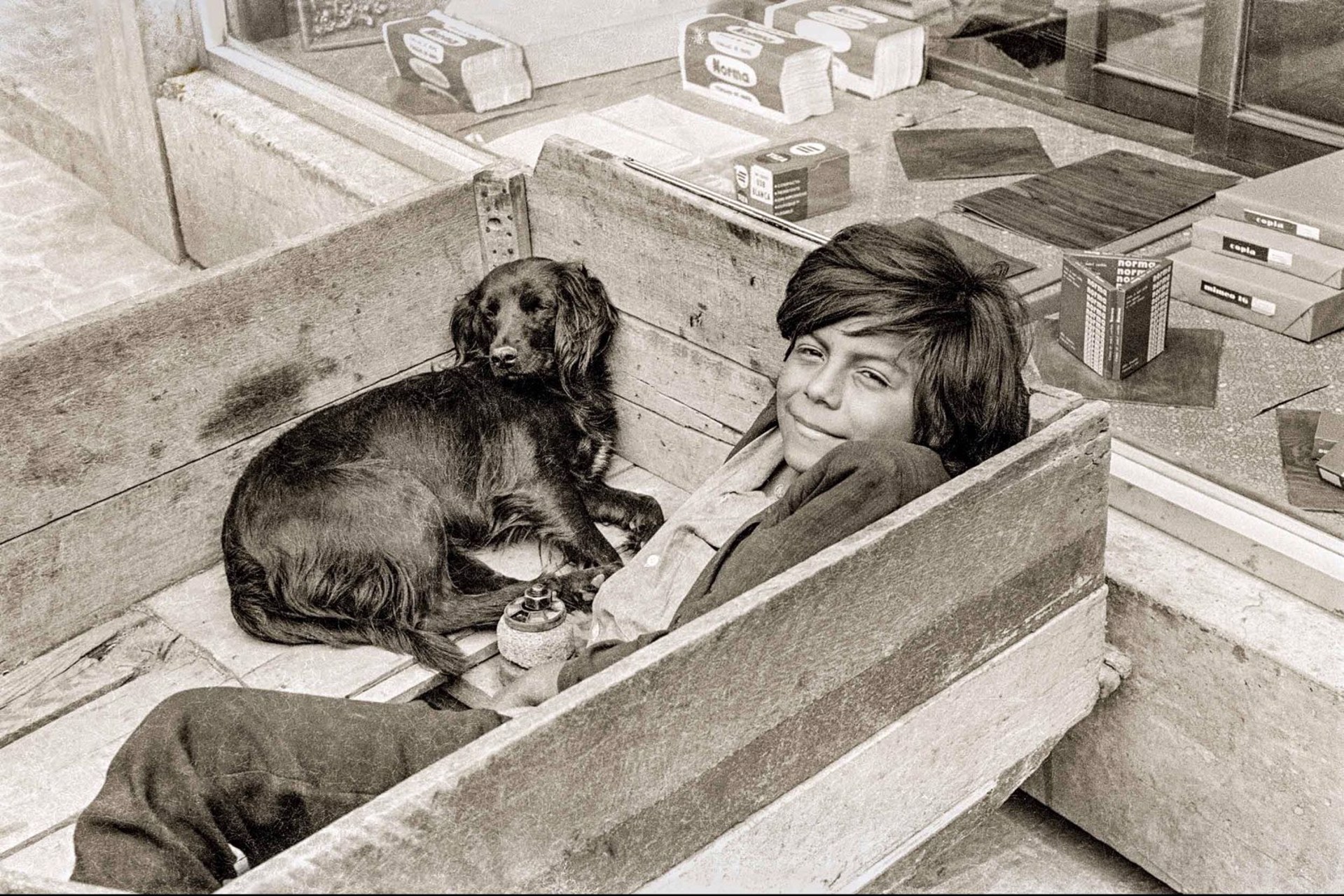 Boy Dog Box, Framed (121) by Jack Dempsey