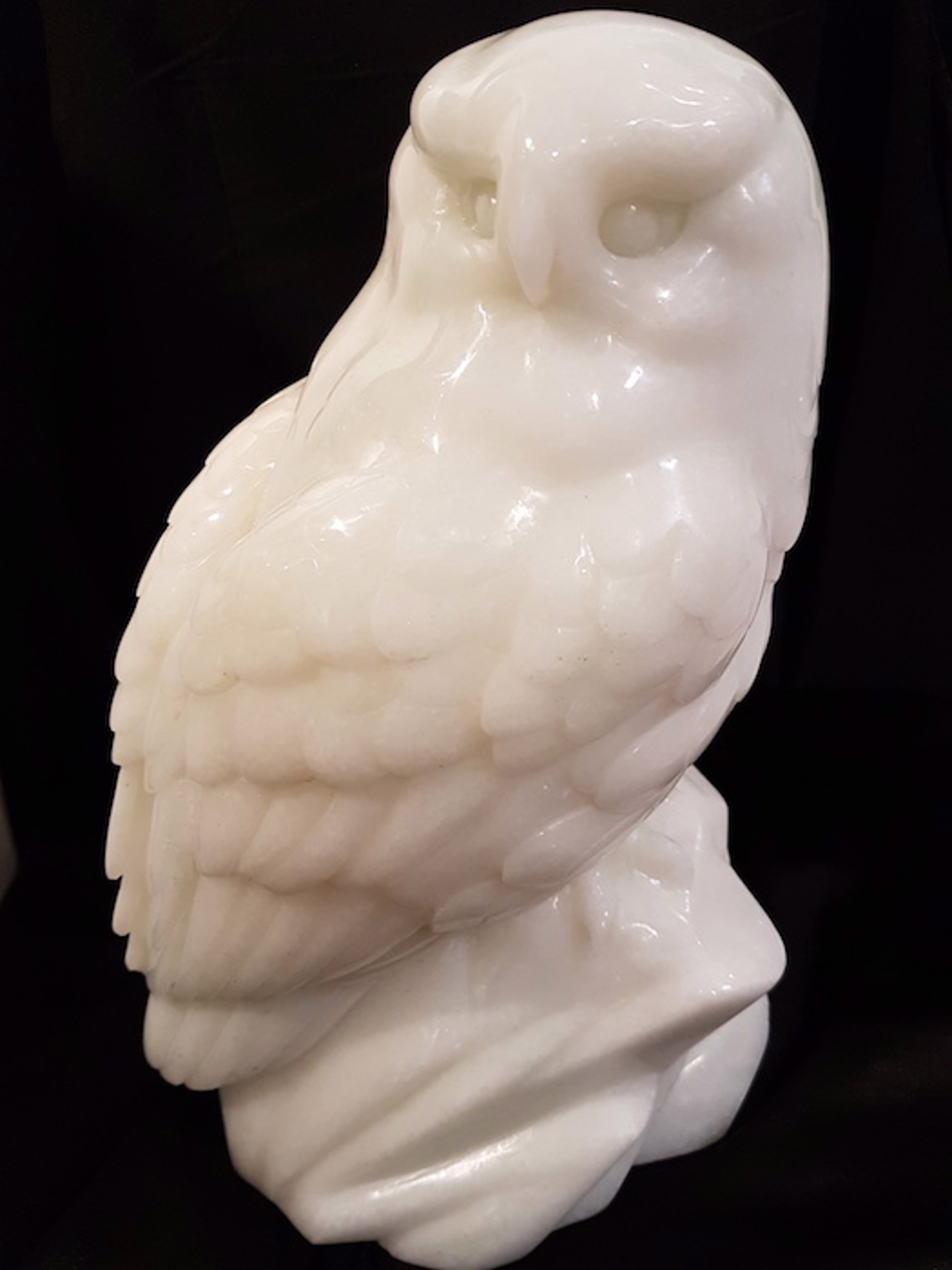 Snowy Owl - Chinese White Jade by Ken Li
