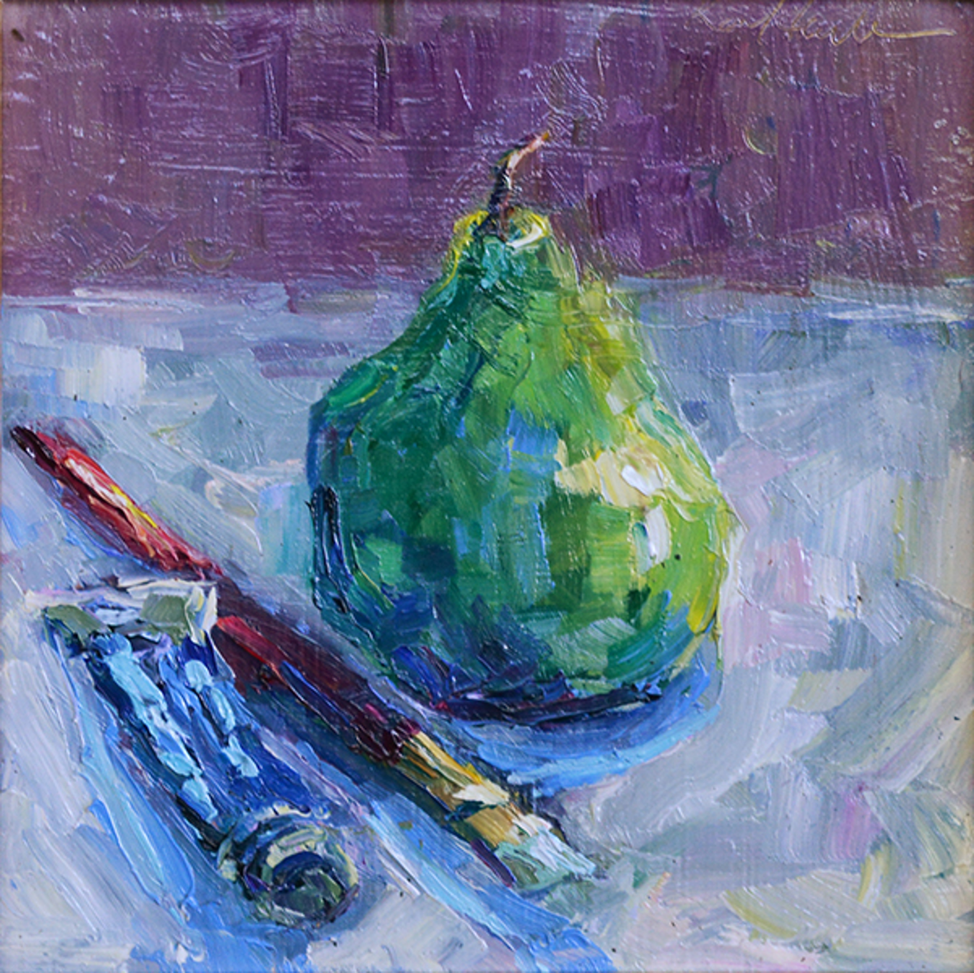Kings Blue with Pear and Brush by Karen Hewitt Hagan