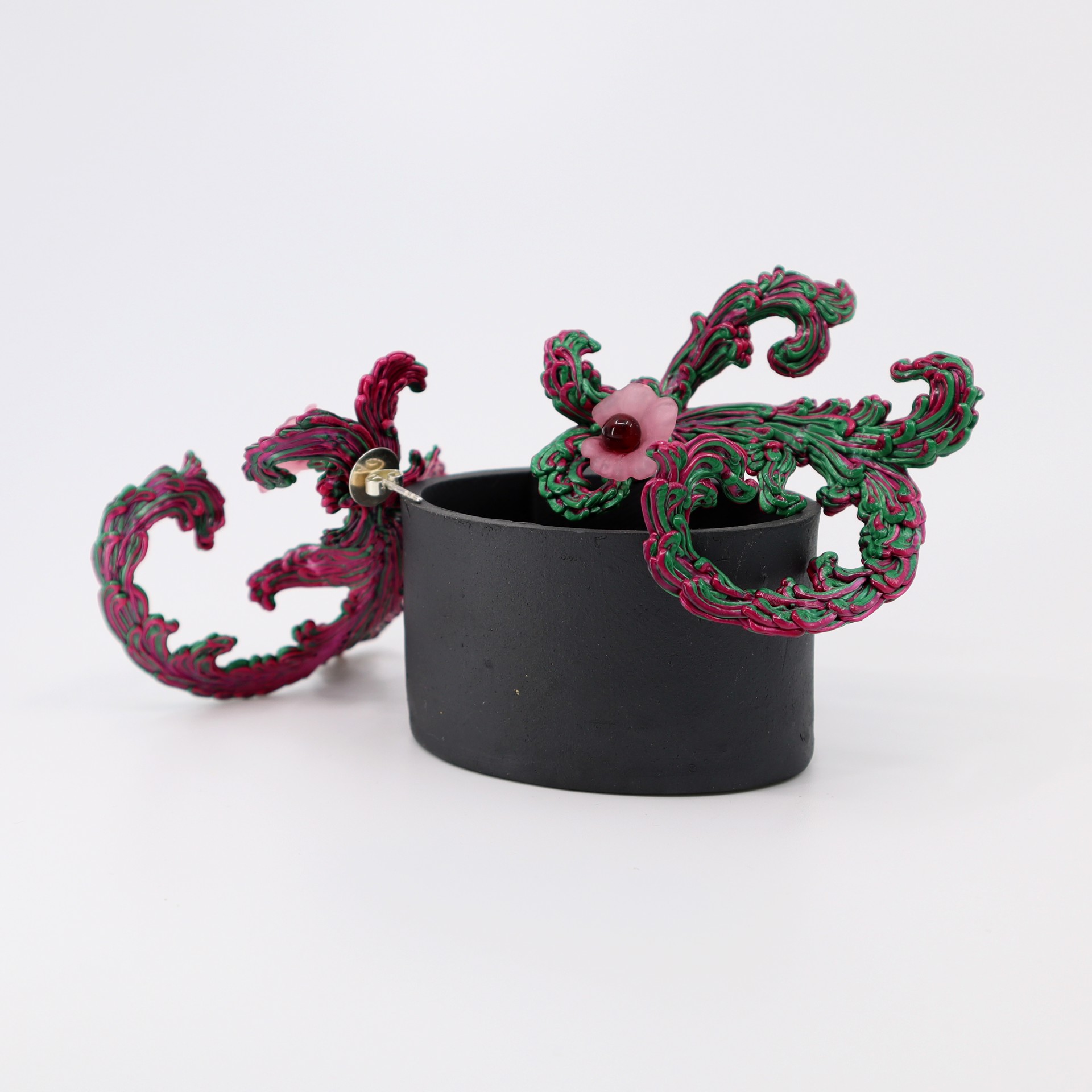 Forest Green Curlicues (Earring) by Carina Shoshtary