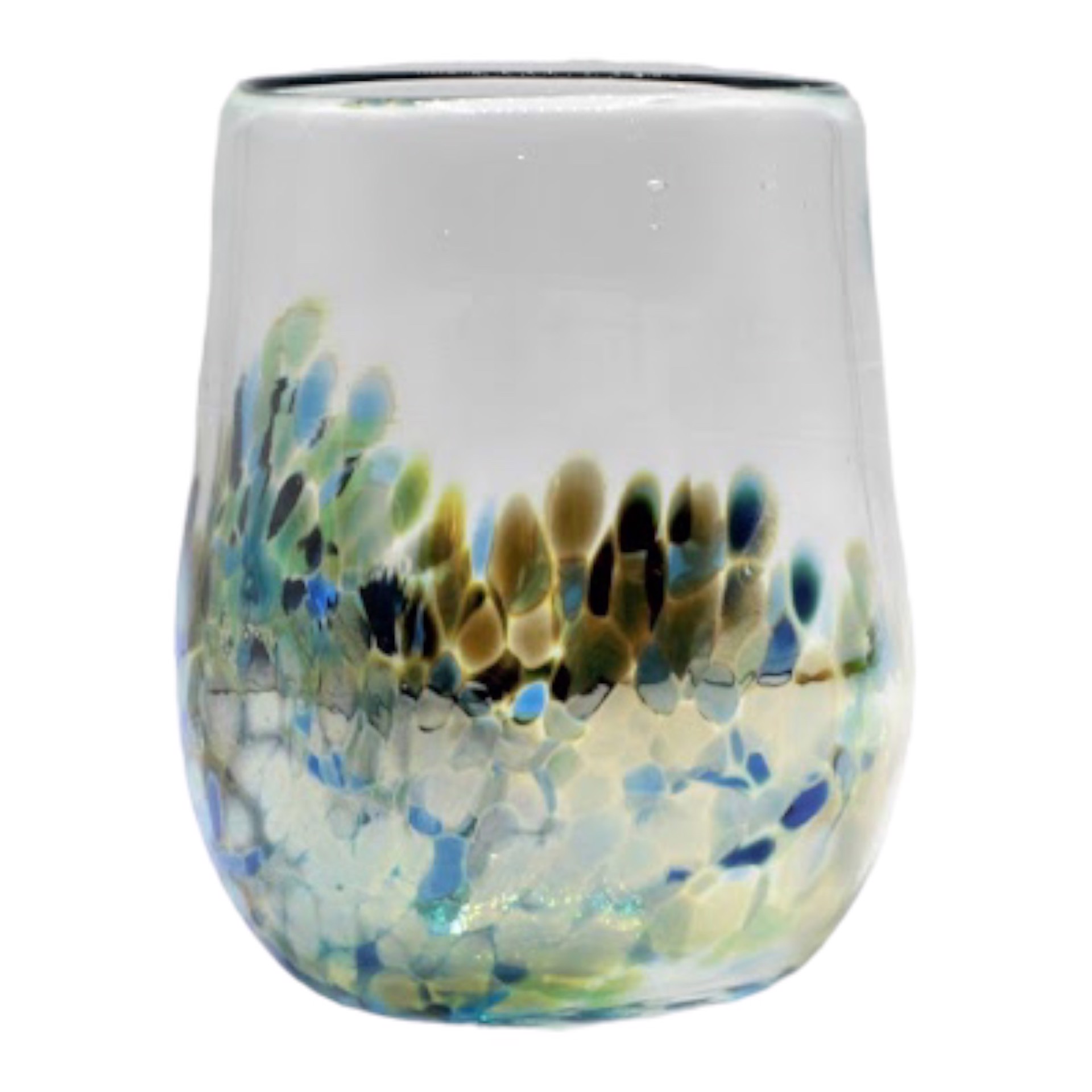 Rounded Bottom Hand Blown Glass Cup - Blue by Katie Sisum