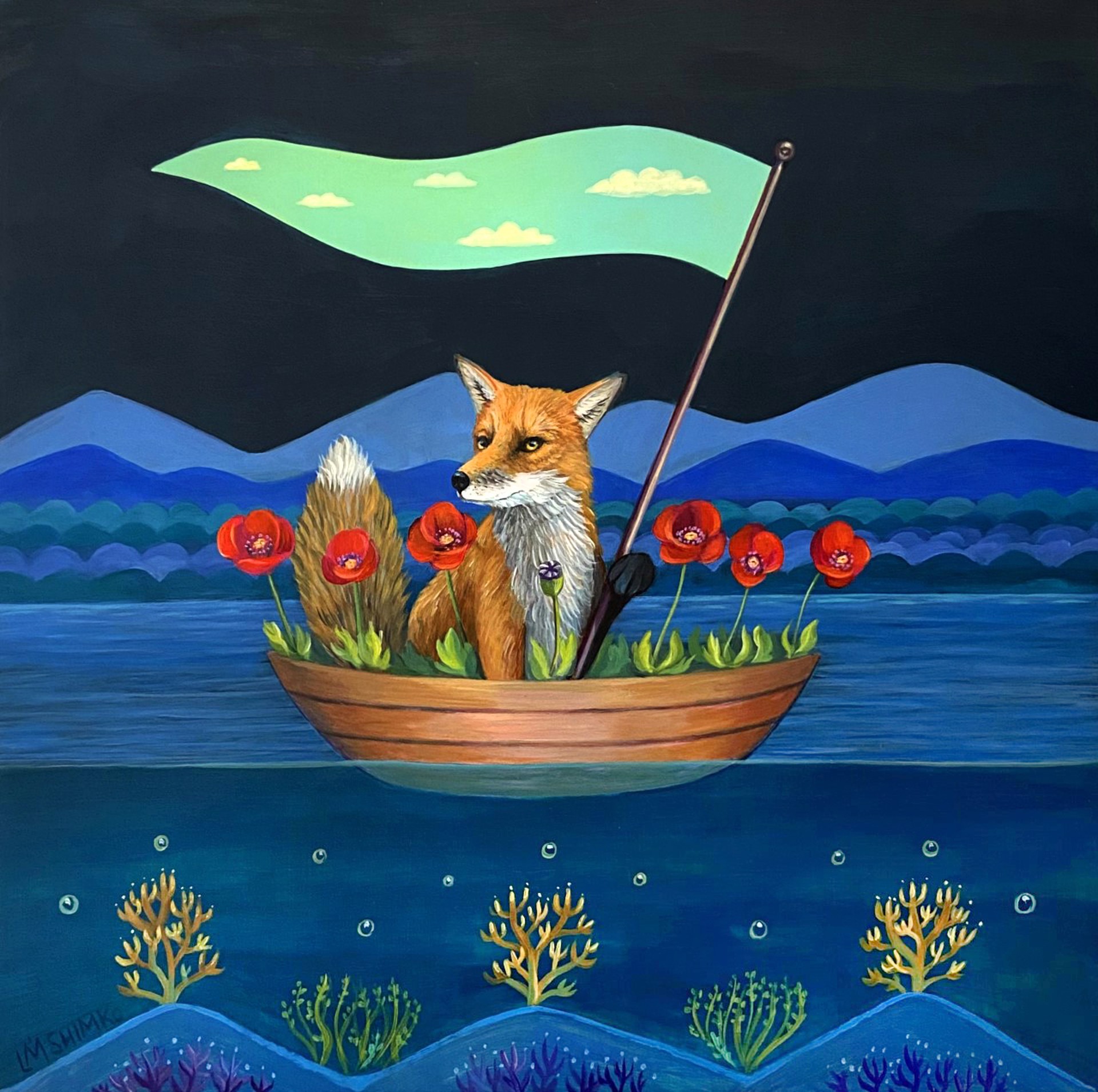 Ballast Fox Sky Flag by Lisa Shimko