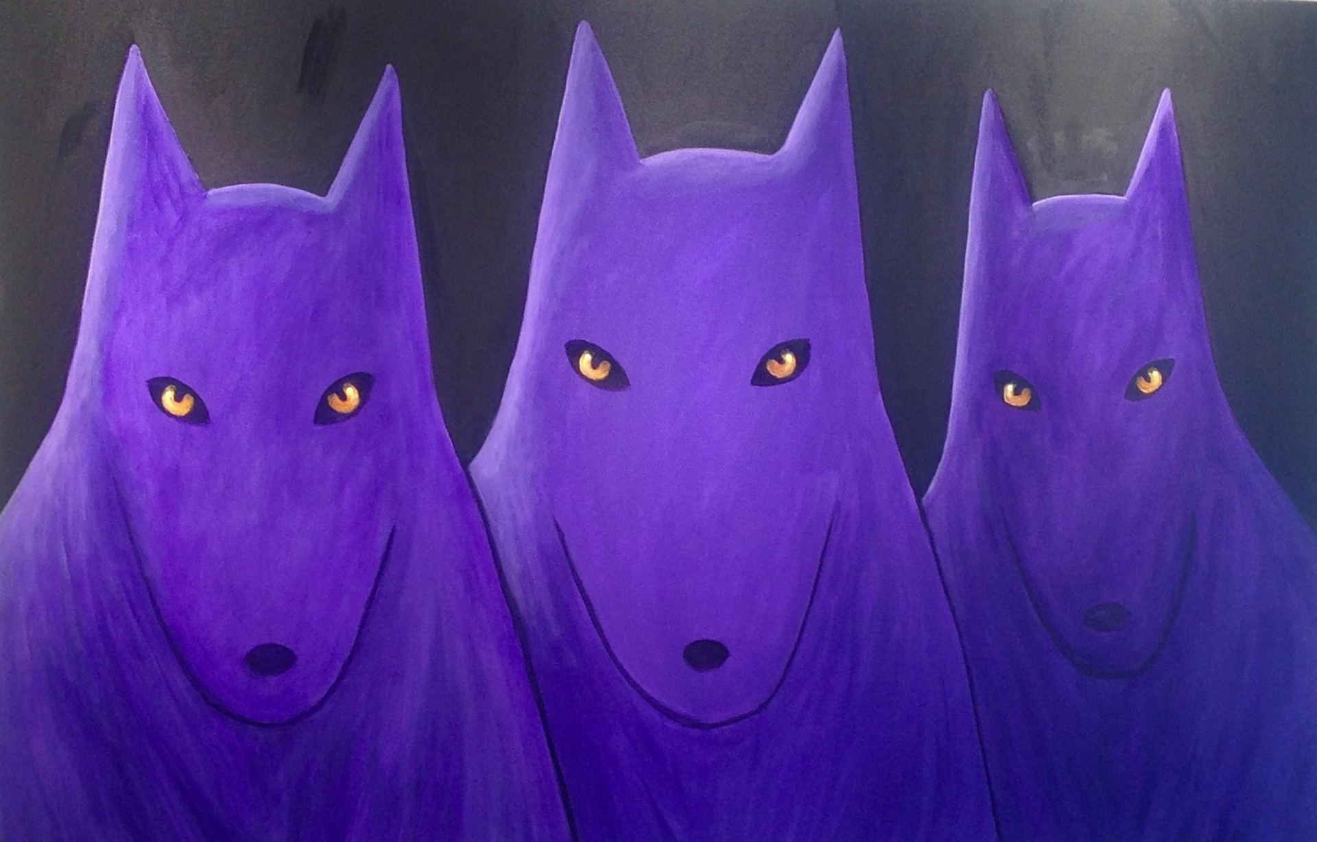 Three Purple Wolves - SOLD available for commission by Carole LaRoche