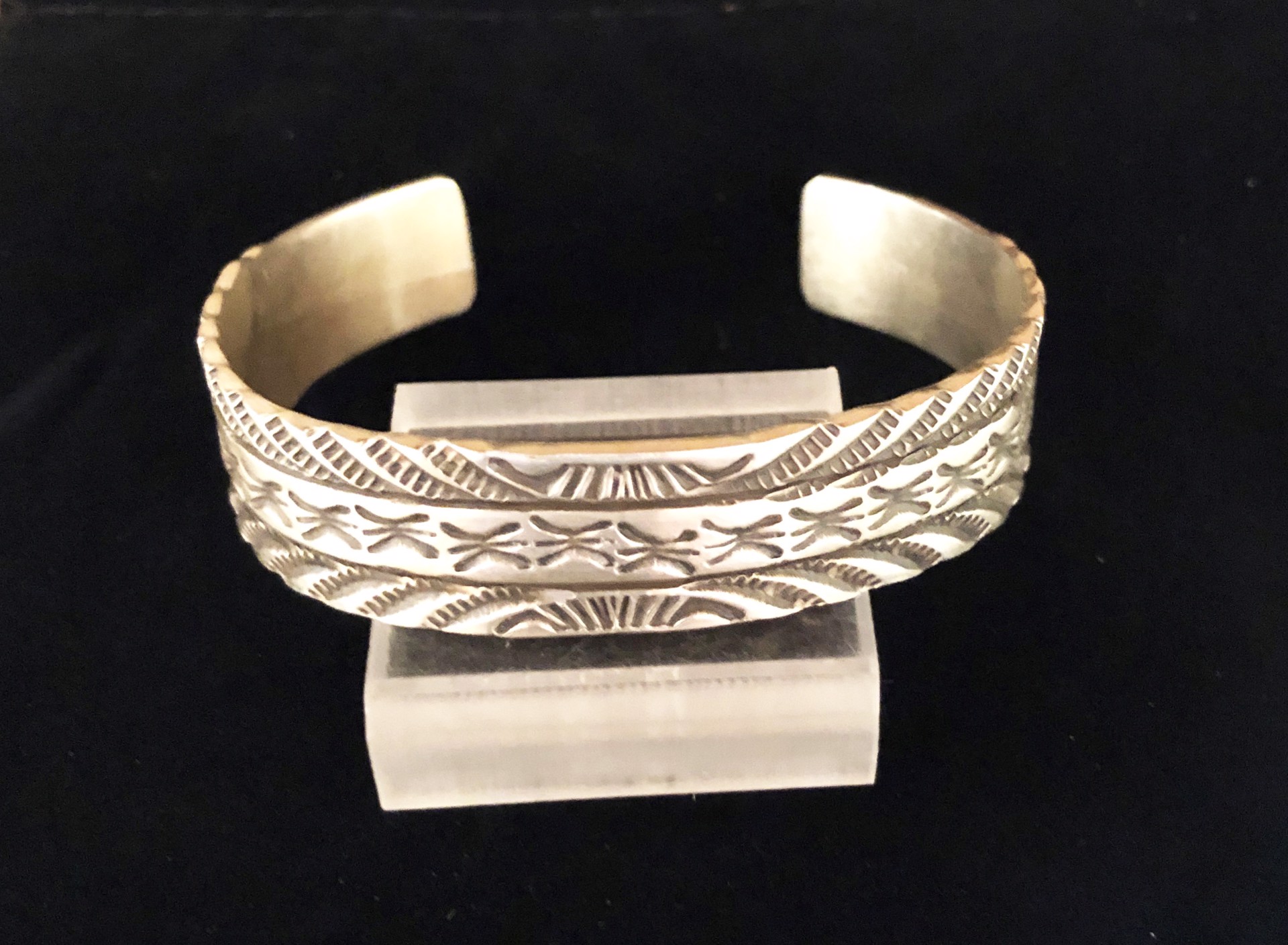 Navajo Sterling Silver Cuff With Detailed Stampwork