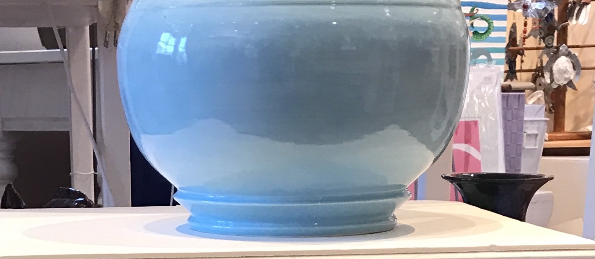 Baby Blue vase with dark interior (geode like) by & John Sharpe Dare/Sandpiper Gallery