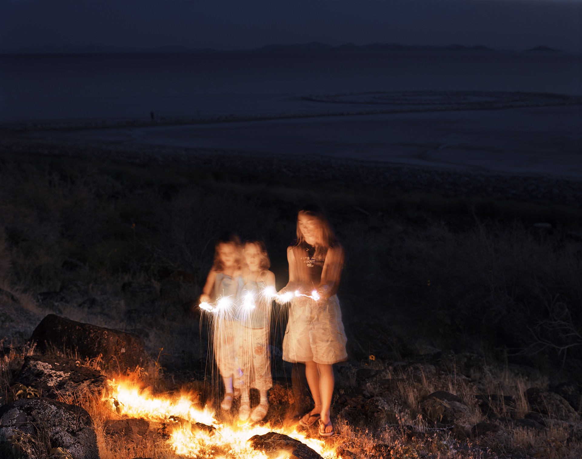 Sparklers, Spiral Jetty, Gunnison Bay, Great Salt Lake, Box Elder County, Utah, 2004 2/5 by Laura McPhee