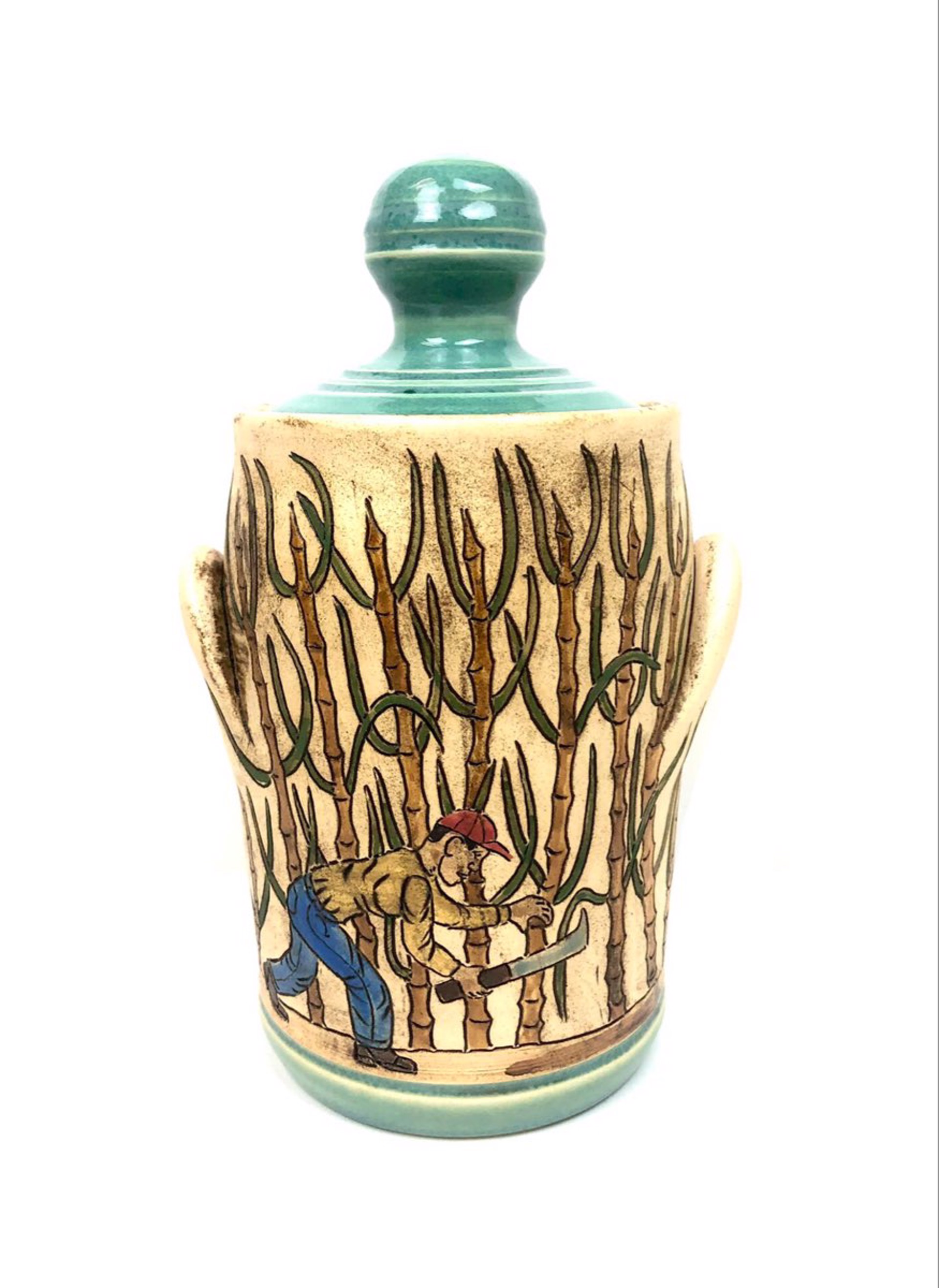 Sugar Cane Covered Jar by Winton & Rosa Eugene