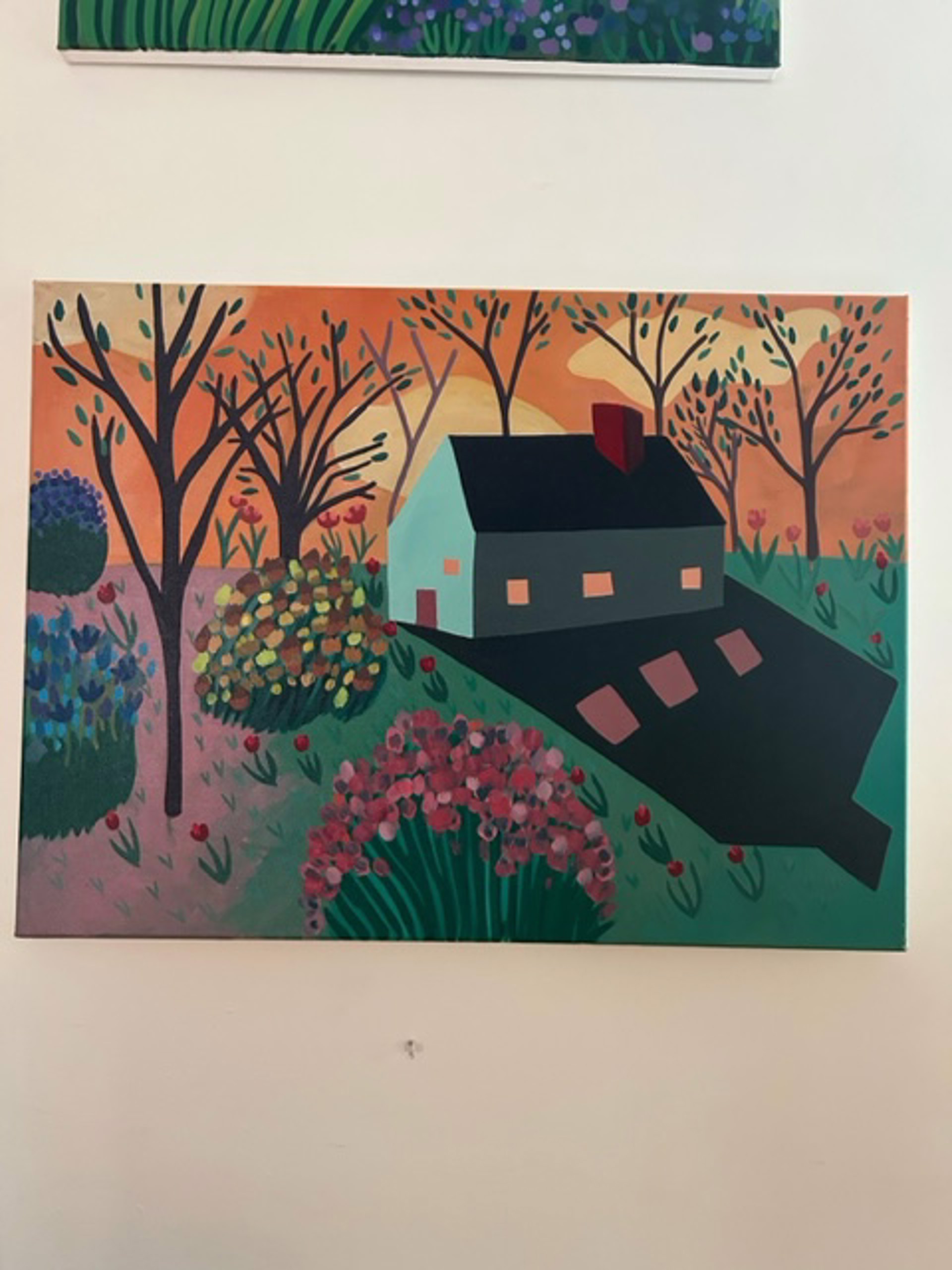Sunset with House, Clouds and Flowers by Sage Tucker-Ketcham
