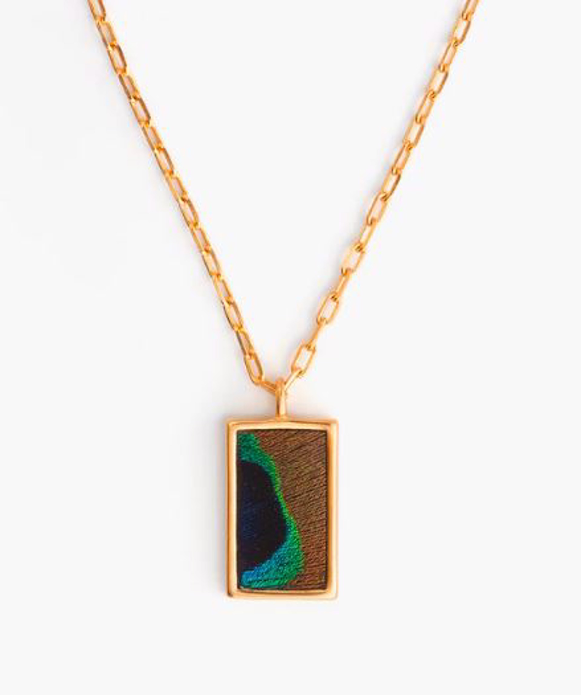 Qulit Rectangle Necklace - Peacock by Brackish