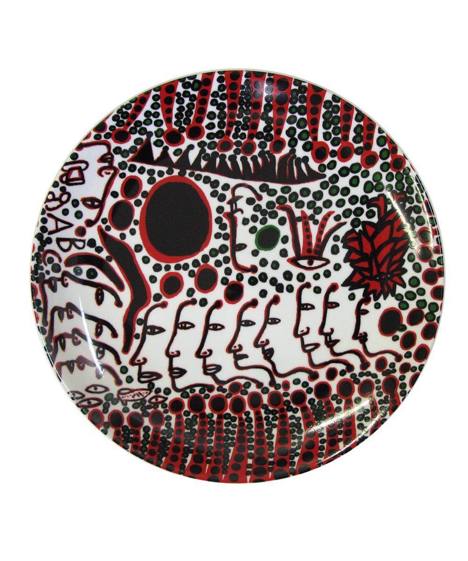Women Wait For Love, But Men Always Walk Away Ceramic Plate by Yayoi Kusama
