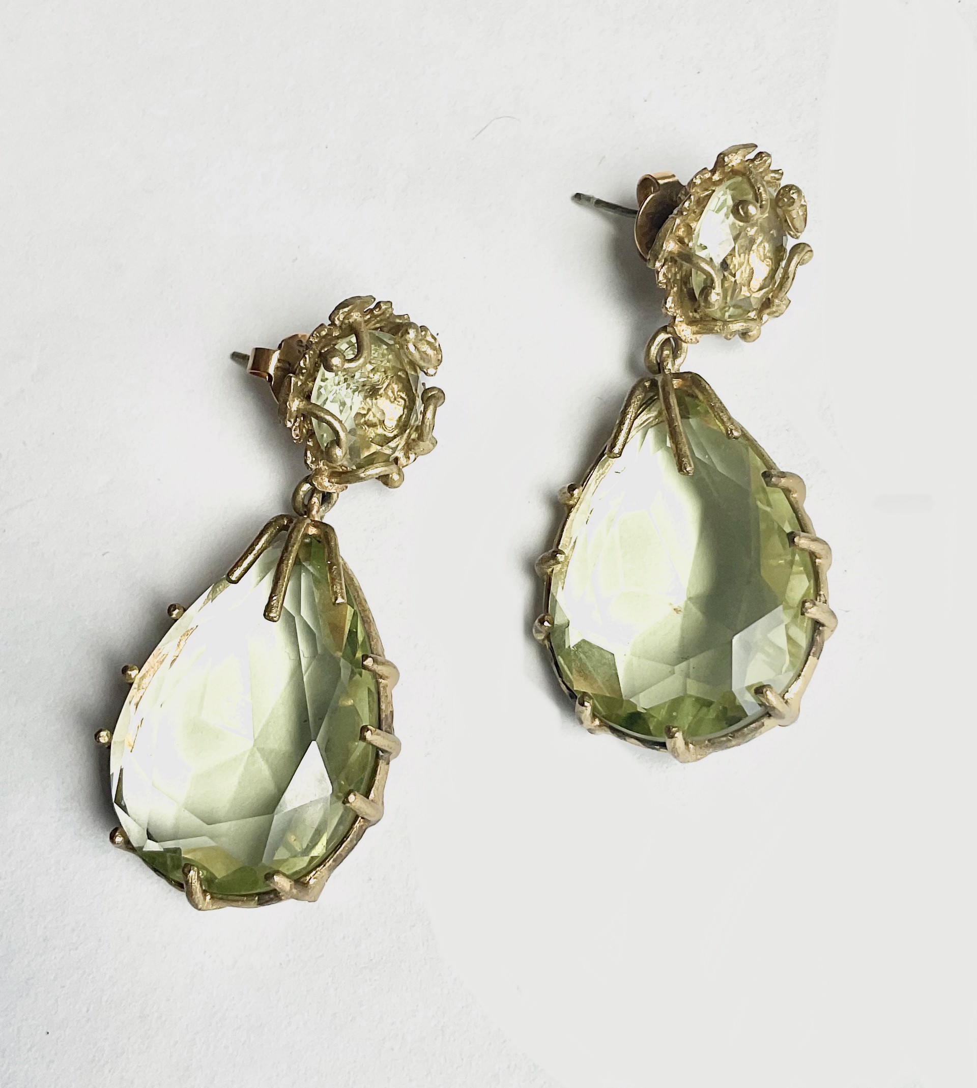 Crystal Earrings Lime/Champagne by Lannie Cunningham Jewelry